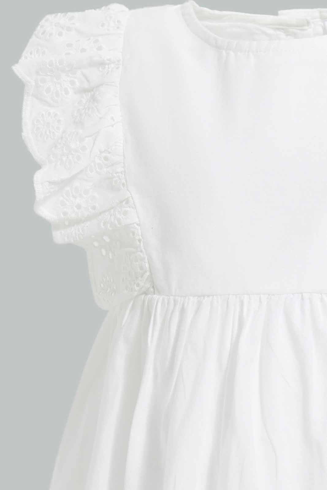 Redtag-White-Schiffli-Solid-Dress-Category:Dresses,-Colour:White,-Deals:New-In,-Filter:Infant-Girls-(3-to-24-Mths),-ING-Dresses,-New-In-ING-APL,-Non-Sale,-Section:Girls-(0-to-14Yrs),-W22O-Infant-Girls-3 to 24 Months
