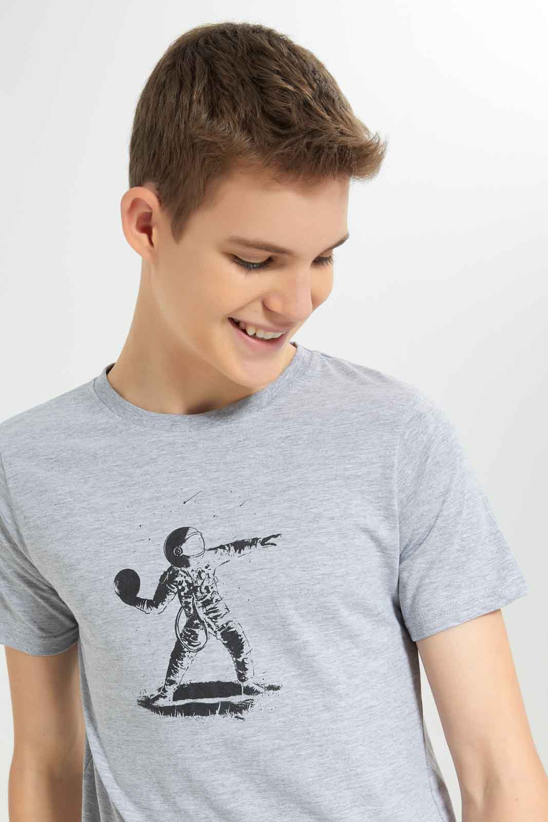 Redtag-Grey-Mel-Astrounat-Graphic-TEE-BSR-T-Shirts,-Category:T-Shirts,-Colour:Grey,-Deals:New-In,-Dept:Boys,-Filter:Senior-Boys-(8-to-14-Yrs),-New-In-BSR-APL,-Non-Sale,-Section:Boys-(0-to-14Yrs),-TBL,-W22O-Senior-Boys-9 to 14 Years