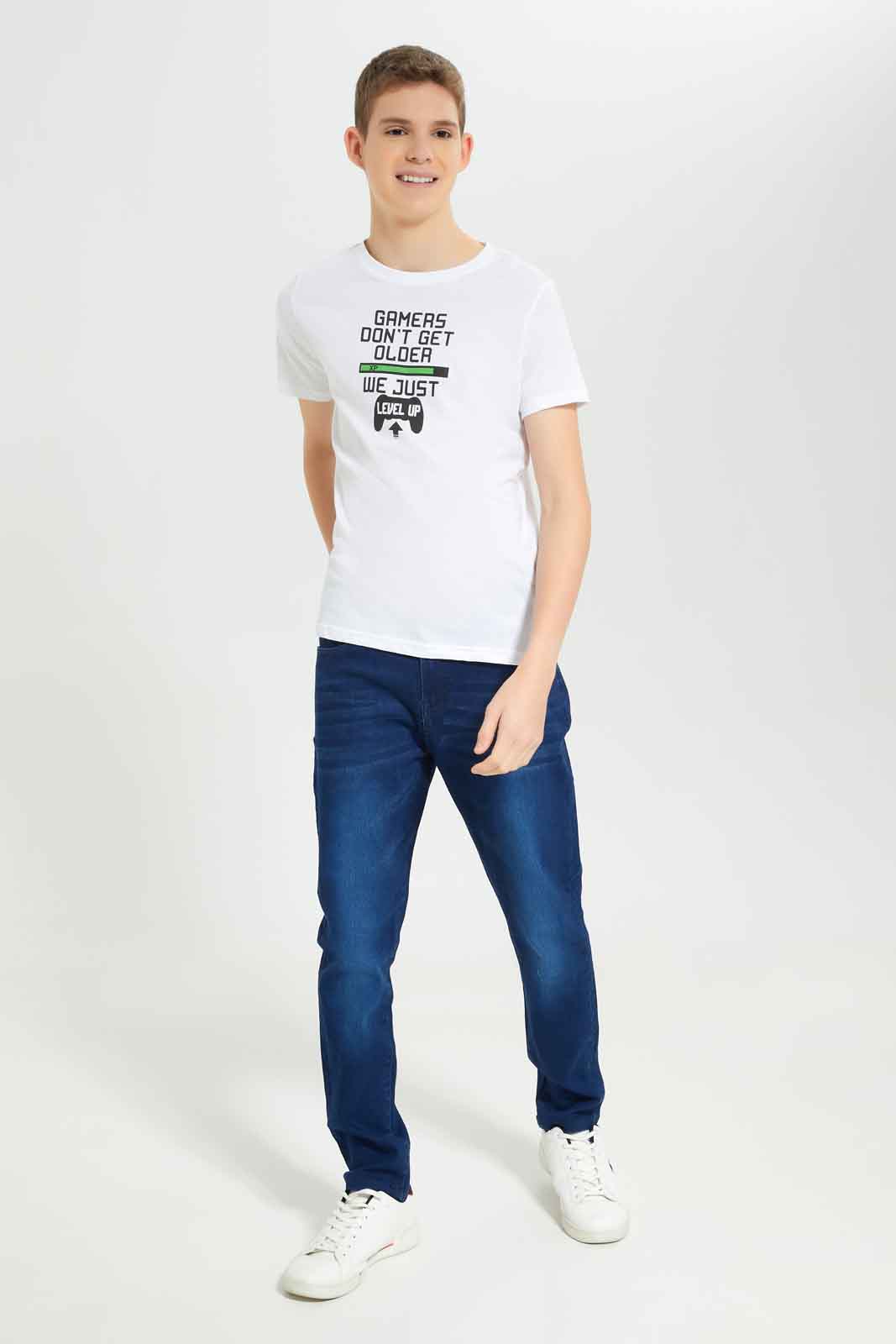 Redtag-White-Gamers-Donâ€™t-Get-Older-Graphic-TEE-BSR-T-Shirts,-Category:T-Shirts,-Colour:White,-Deals:New-In,-Dept:Boys,-Filter:Senior-Boys-(8-to-14-Yrs),-New-In-BSR-APL,-Non-Sale,-Section:Boys-(0-to-14Yrs),-TBL,-W22O-Senior-Boys-9 to 14 Years