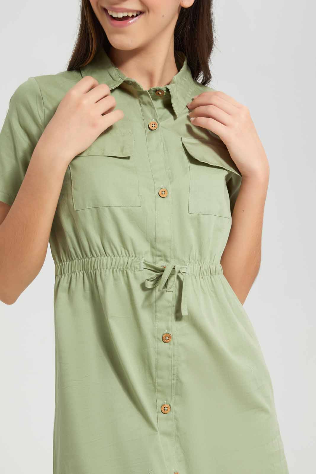 Redtag-Mint-Longer-Length-Shirt-Dress-Category:Dresses,-Colour:Mint,-Deals:New-In,-Filter:Senior-Girls-(9-to-14-Yrs),-GSR-Dresses,-New-In-GSR-APL,-Non-Sale,-Section:Girls-(0-to-14Yrs),-W22O-Senior-Girls-9 to 14 Years