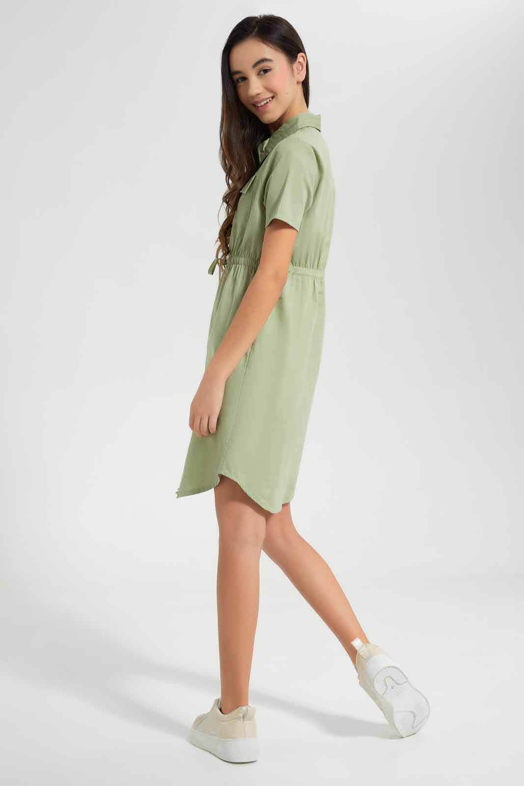 Redtag-Mint-Longer-Length-Shirt-Dress-Category:Dresses,-Colour:Mint,-Deals:New-In,-Filter:Senior-Girls-(9-to-14-Yrs),-GSR-Dresses,-New-In-GSR-APL,-Non-Sale,-Section:Girls-(0-to-14Yrs),-W22O-Senior-Girls-9 to 14 Years