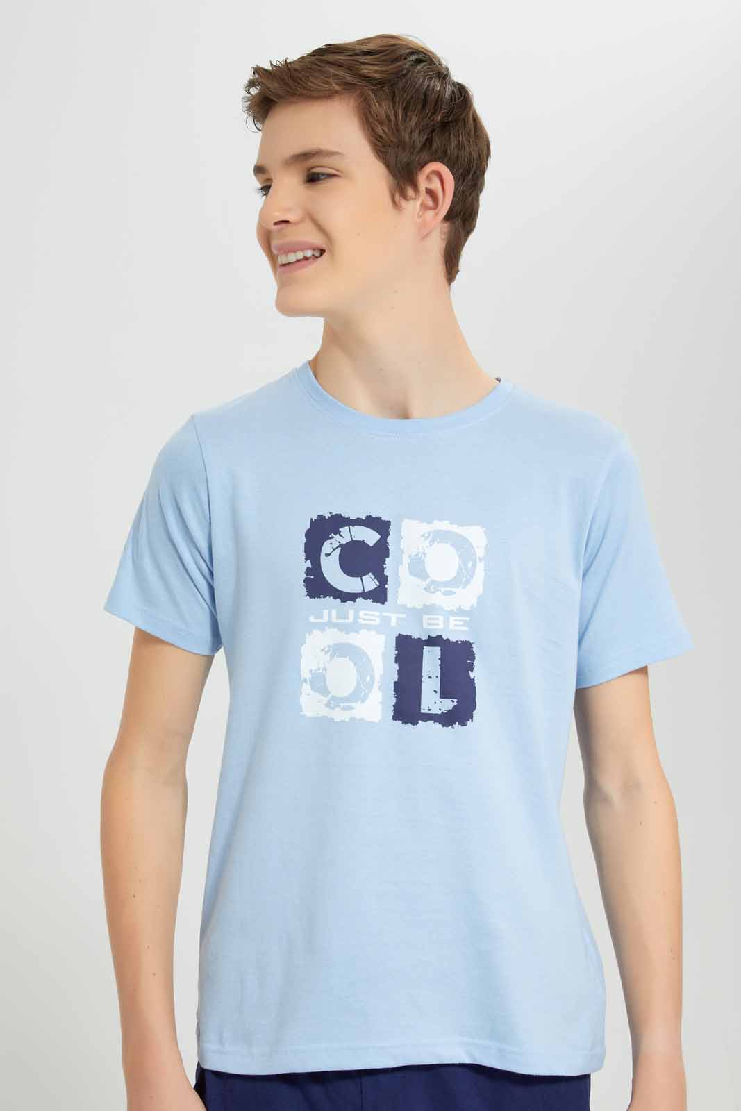 Redtag-Blue-Just-Be-Cool-Nigtsuit-BSR-Pyjama-Sets,-Category:Pyjama-Sets,-Colour:Blue,-Deals:New-In,-Filter:Senior-Boys-(8-to-14-Yrs),-New-In-BSR-APL,-Non-Sale,-Section:Boys-(0-to-14Yrs),-W22O-Senior-Boys-9 to 14 Years