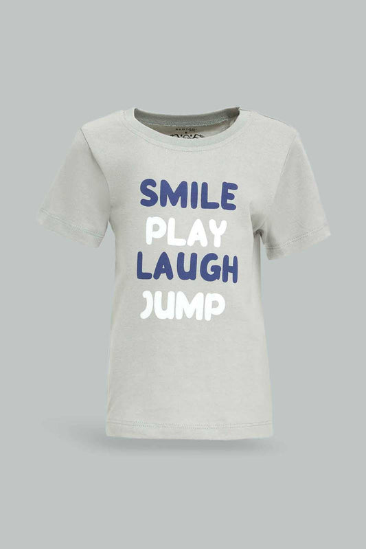 Redtag-Oilve-Smile-Play-Short-SLV-TShirt-Category:T-Shirts,-Colour:Olive,-Deals:New-In,-Dept:Boys,-Filter:Infant-Boys-(3-to-24-Mths),-INB-T-Shirts,-New-In-INB-APL,-Non-Sale,-Section:Boys-(0-to-14Yrs),-TBL,-W22O-Infant-Boys-3 to 24 Months