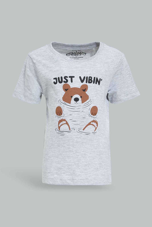 Redtag-Grey-Vibin-Short-Sleeve-TShirt-Category:T-Shirts,-Colour:Grey,-Deals:New-In,-Dept:Boys,-Filter:Infant-Boys-(3-to-24-Mths),-INB-T-Shirts,-New-In-INB-APL,-Non-Sale,-Section:Boys-(0-to-14Yrs),-TBL,-W22O-Infant-Boys-3 to 24 Months