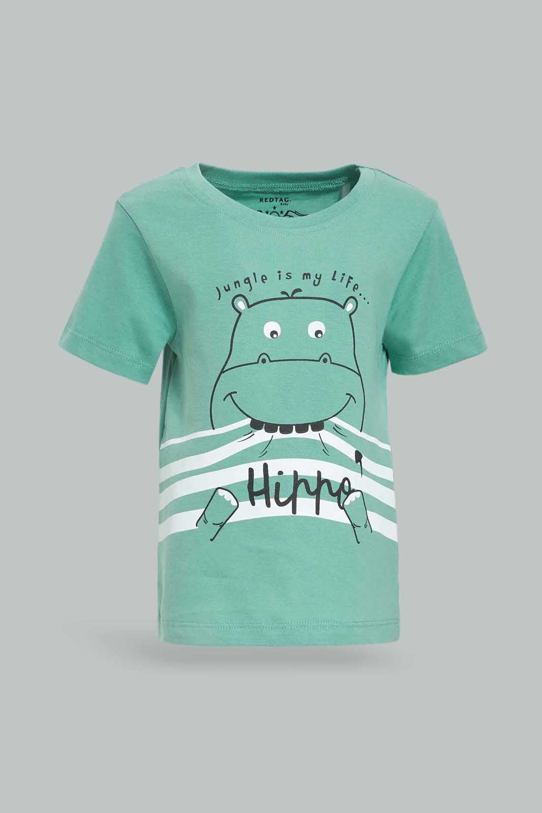 Redtag-Wite-Tiger-Short-Sleeve-Tshirt-Category:T-Shirts,-Colour:Green,-Deals:New-In,-Dept:Boys,-Filter:Infant-Boys-(3-to-24-Mths),-INB-T-Shirts,-New-In-INB-APL,-Non-Sale,-Section:Boys-(0-to-14Yrs),-TBL,-W22O-Infant-Boys-3 to 24 Months