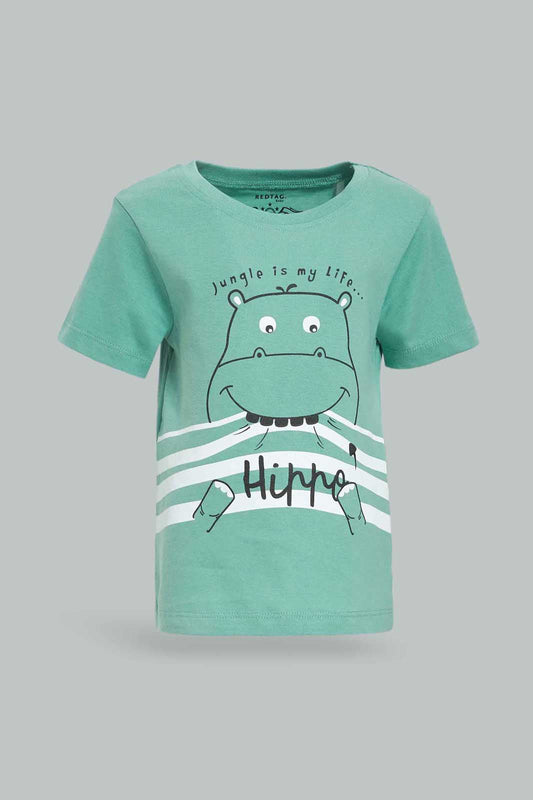 Redtag-Wite-Tiger-Short-Sleeve-Tshirt-Category:T-Shirts,-Colour:Green,-Deals:New-In,-Dept:Boys,-Filter:Infant-Boys-(3-to-24-Mths),-INB-T-Shirts,-New-In-INB-APL,-Non-Sale,-Section:Boys-(0-to-14Yrs),-TBL,-W22O-Infant-Boys-3 to 24 Months