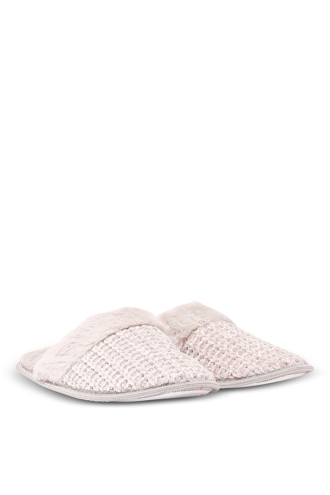 Redtag-Grey-Fur-Trim-Slipper-Category:Slippers,-Colour:Grey,-Deals:New-In,-Dept:Ladieswear,-Filter:Women's-Footwear,-New-In-Women-FOO,-Non-Sale,-Section:Women,-W22B,-Women-Slippers-Women's-