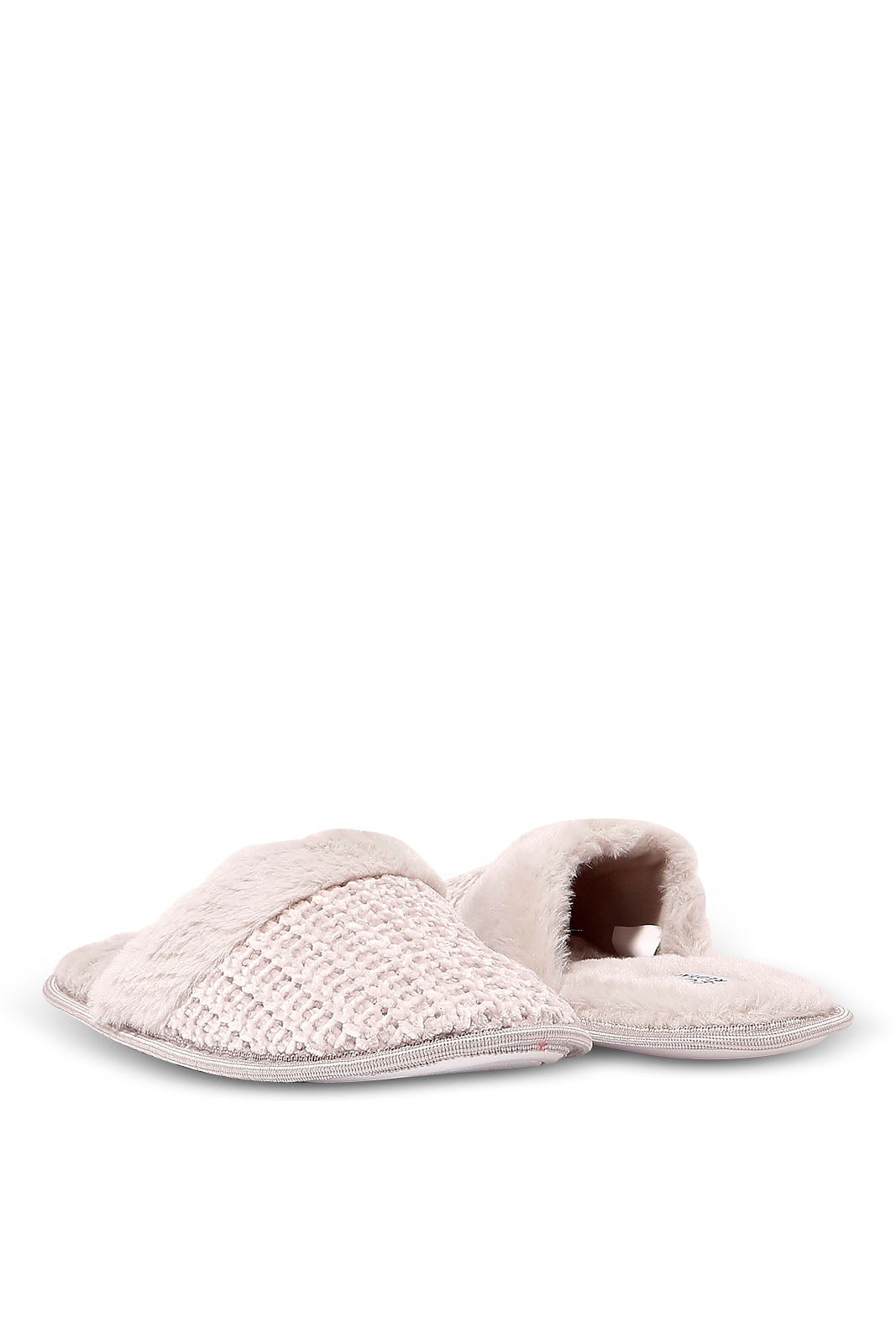 Redtag-Grey-Fur-Trim-Slipper-Category:Slippers,-Colour:Grey,-Deals:New-In,-Dept:Ladieswear,-Filter:Women's-Footwear,-New-In-Women-FOO,-Non-Sale,-Section:Women,-W22B,-Women-Slippers-Women's-