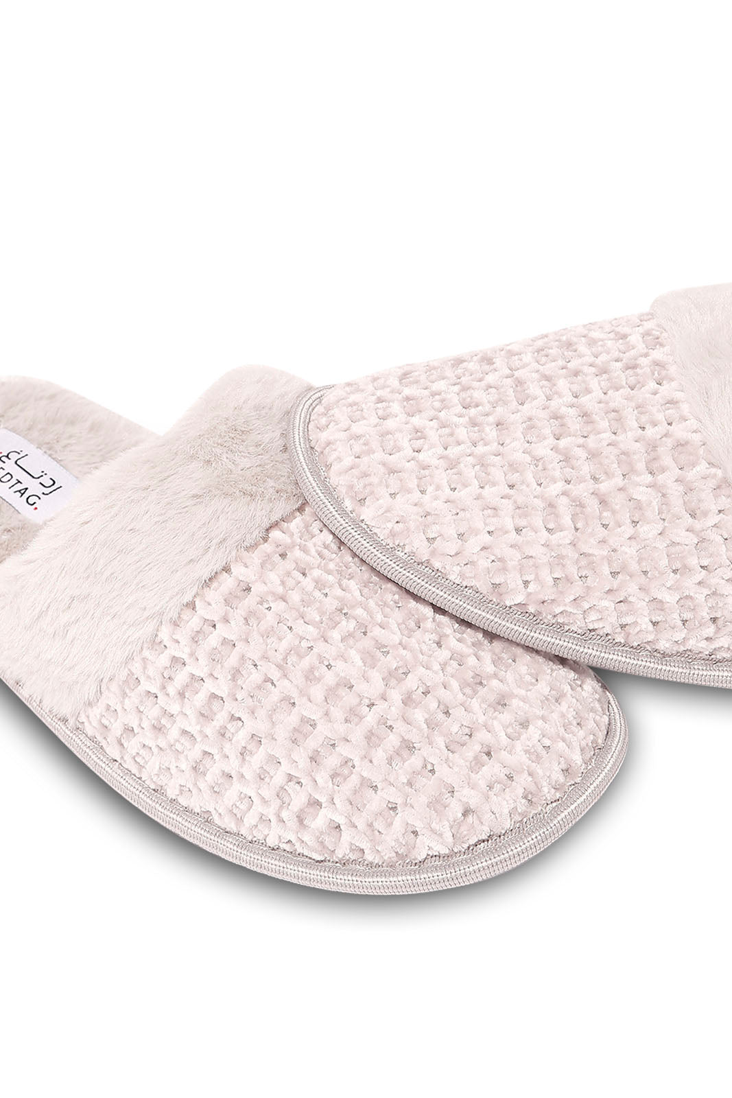 Redtag-Grey-Fur-Trim-Slipper-Category:Slippers,-Colour:Grey,-Deals:New-In,-Dept:Ladieswear,-Filter:Women's-Footwear,-New-In-Women-FOO,-Non-Sale,-Section:Women,-W22B,-Women-Slippers-Women's-