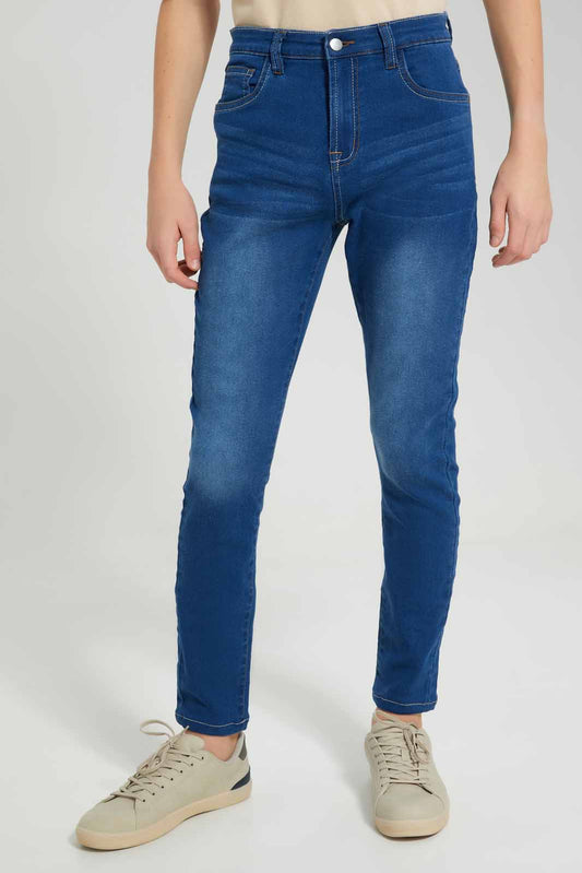 Redtag-Blue-Skinny-Fit-Jeans-BSR-Jeans,-Category:Jeans,-Colour:Blue,-Deals:New-In,-Filter:Senior-Boys-(8-to-14-Yrs),-FIT-WALL-(FTW),-New-In-BSR-APL,-Non-Sale,-Section:Boys-(0-to-14Yrs),-W22O-Senior-Boys-9 to 14 Years