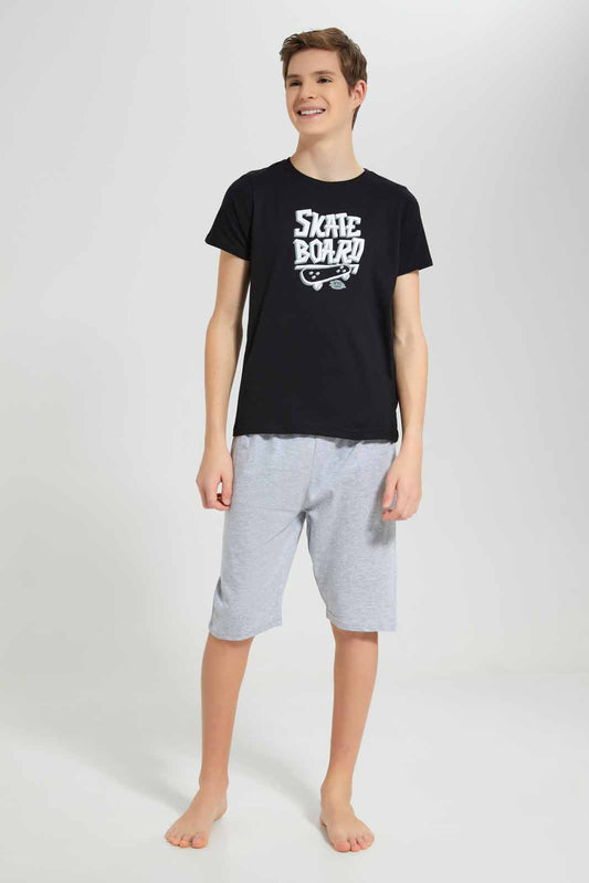 Redtag-Black-Skateboard-Nightsuit-BSR-Pyjama-Sets,-Category:Pyjama-Sets,-Colour:Black,-Deals:New-In,-Filter:Senior-Boys-(8-to-14-Yrs),-New-In-BSR-APL,-Non-Sale,-Section:Boys-(0-to-14Yrs),-W22O-Senior-Boys-9 to 14 Years