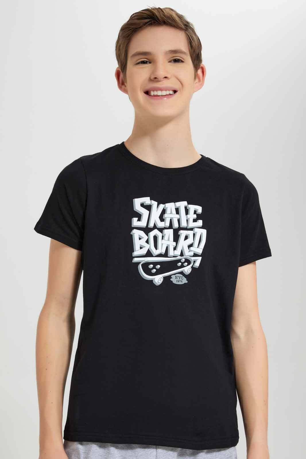 Redtag-Black-Skateboard-Nightsuit-BSR-Pyjama-Sets,-Category:Pyjama-Sets,-Colour:Black,-Deals:New-In,-Filter:Senior-Boys-(8-to-14-Yrs),-New-In-BSR-APL,-Non-Sale,-Section:Boys-(0-to-14Yrs),-W22O-Senior-Boys-9 to 14 Years