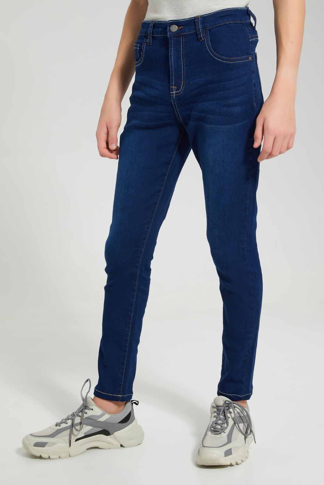Redtag-Dark-Wash-Skinny-Fit-Jeans-BSR-Jeans,-Category:Jeans,-Colour:Dark-Wash,-Deals:New-In,-Filter:Senior-Boys-(8-to-14-Yrs),-FIT-WALL-(FTW),-New-In-BSR-APL,-Non-Sale,-Section:Boys-(0-to-14Yrs),-W22O-Senior-Boys-9 to 14 Years