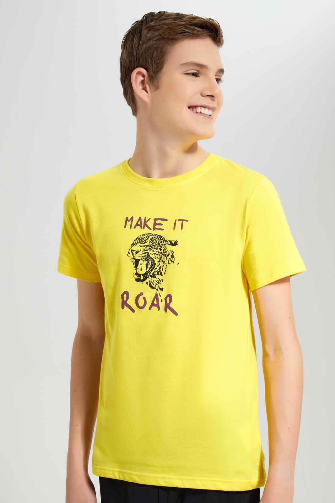 Redtag-Yellow-Make-It-Roar-Nightsuit-BSR-Pyjama-Sets,-Category:Pyjama-Sets,-Colour:Yellow,-Deals:New-In,-Filter:Senior-Boys-(8-to-14-Yrs),-New-In-BSR-APL,-Non-Sale,-Section:Boys-(0-to-14Yrs),-W22O-Senior-Boys-9 to 14 Years