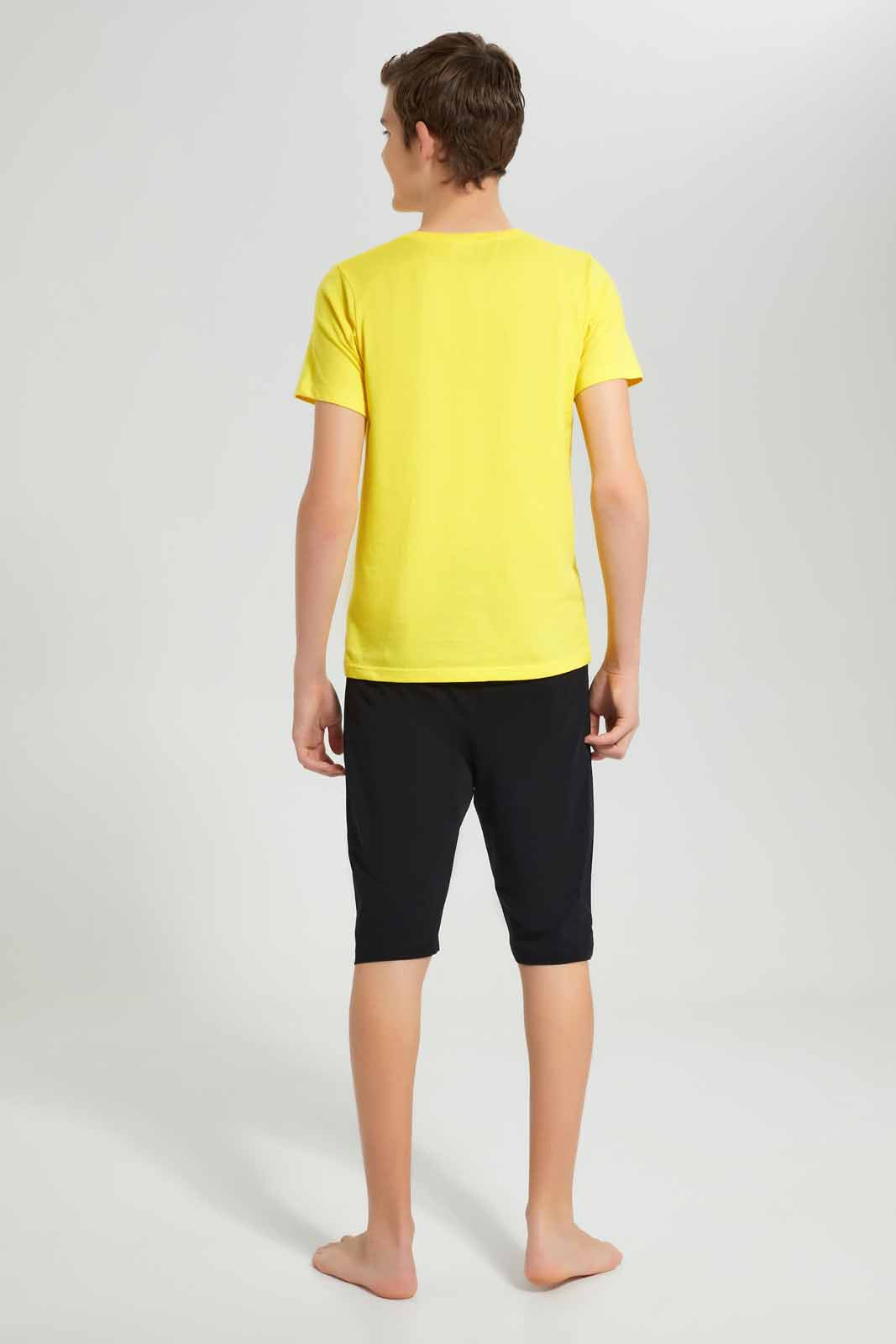 Redtag-Yellow-Make-It-Roar-Nightsuit-BSR-Pyjama-Sets,-Category:Pyjama-Sets,-Colour:Yellow,-Deals:New-In,-Filter:Senior-Boys-(8-to-14-Yrs),-New-In-BSR-APL,-Non-Sale,-Section:Boys-(0-to-14Yrs),-W22O-Senior-Boys-9 to 14 Years