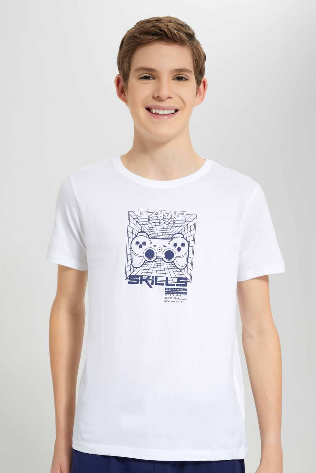 Redtag-White-Game-Skill-Nightsuit-BSR-Pyjama-Sets,-Category:Pyjama-Sets,-Colour:White,-Deals:New-In,-Filter:Senior-Boys-(8-to-14-Yrs),-New-In-BSR-APL,-Non-Sale,-Section:Boys-(0-to-14Yrs),-W22O-Senior-Boys-9 to 14 Years
