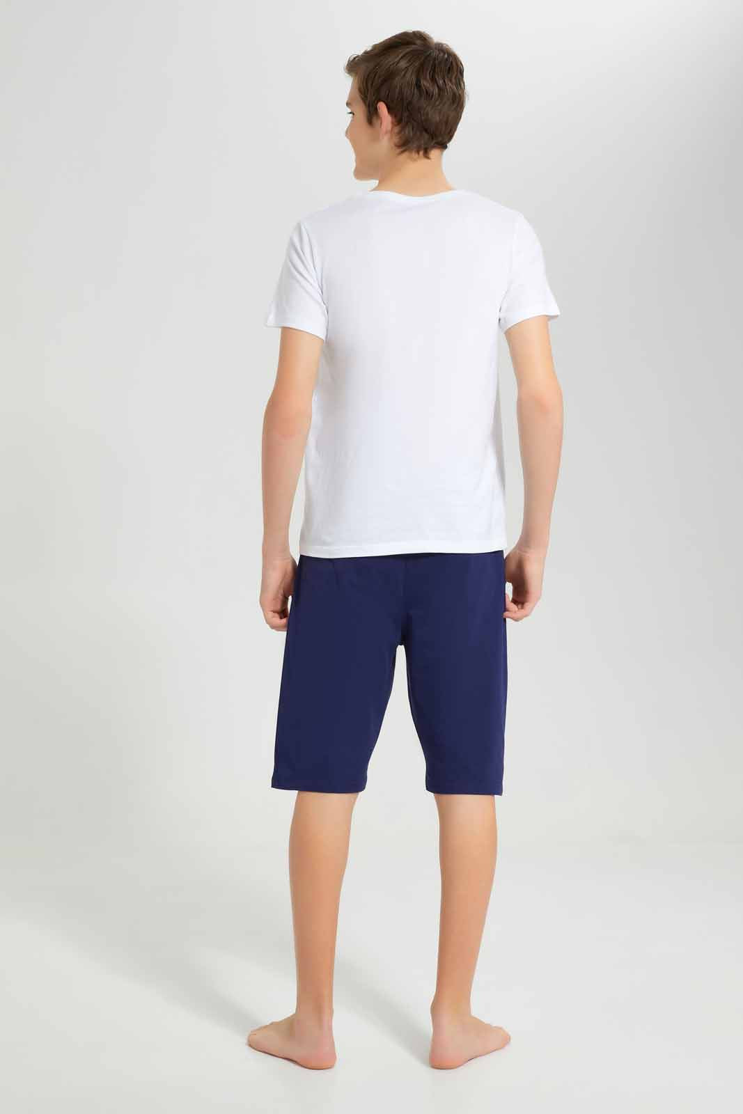 Redtag-White-Game-Skill-Nightsuit-BSR-Pyjama-Sets,-Category:Pyjama-Sets,-Colour:White,-Deals:New-In,-Filter:Senior-Boys-(8-to-14-Yrs),-New-In-BSR-APL,-Non-Sale,-Section:Boys-(0-to-14Yrs),-W22O-Senior-Boys-9 to 14 Years