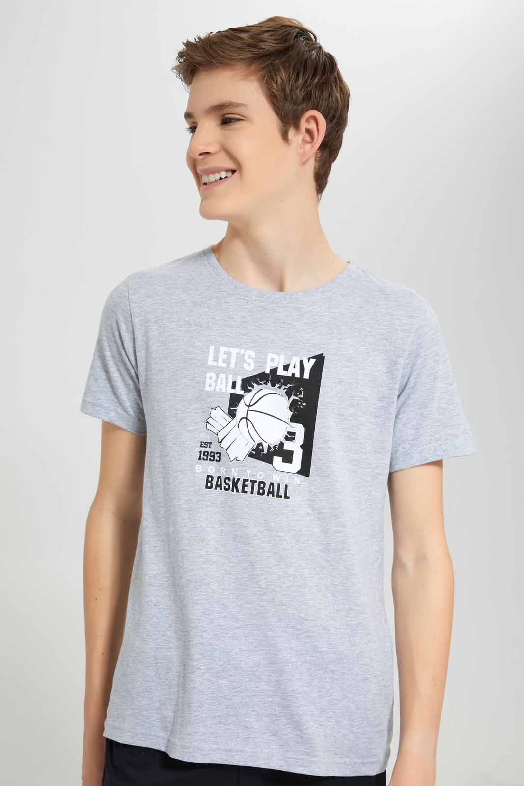 Redtag-Grey-Mel-Basketball-Nightsuit-BSR-Pyjama-Sets,-Category:Pyjama-Sets,-Colour:Grey,-Deals:New-In,-Filter:Senior-Boys-(8-to-14-Yrs),-New-In-BSR-APL,-Non-Sale,-Section:Boys-(0-to-14Yrs),-W22O-Senior-Boys-9 to 14 Years