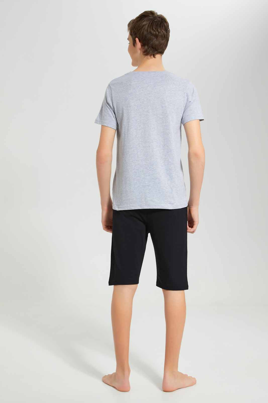 Redtag-Grey-Mel-Basketball-Nightsuit-BSR-Pyjama-Sets,-Category:Pyjama-Sets,-Colour:Grey,-Deals:New-In,-Filter:Senior-Boys-(8-to-14-Yrs),-New-In-BSR-APL,-Non-Sale,-Section:Boys-(0-to-14Yrs),-W22O-Senior-Boys-9 to 14 Years