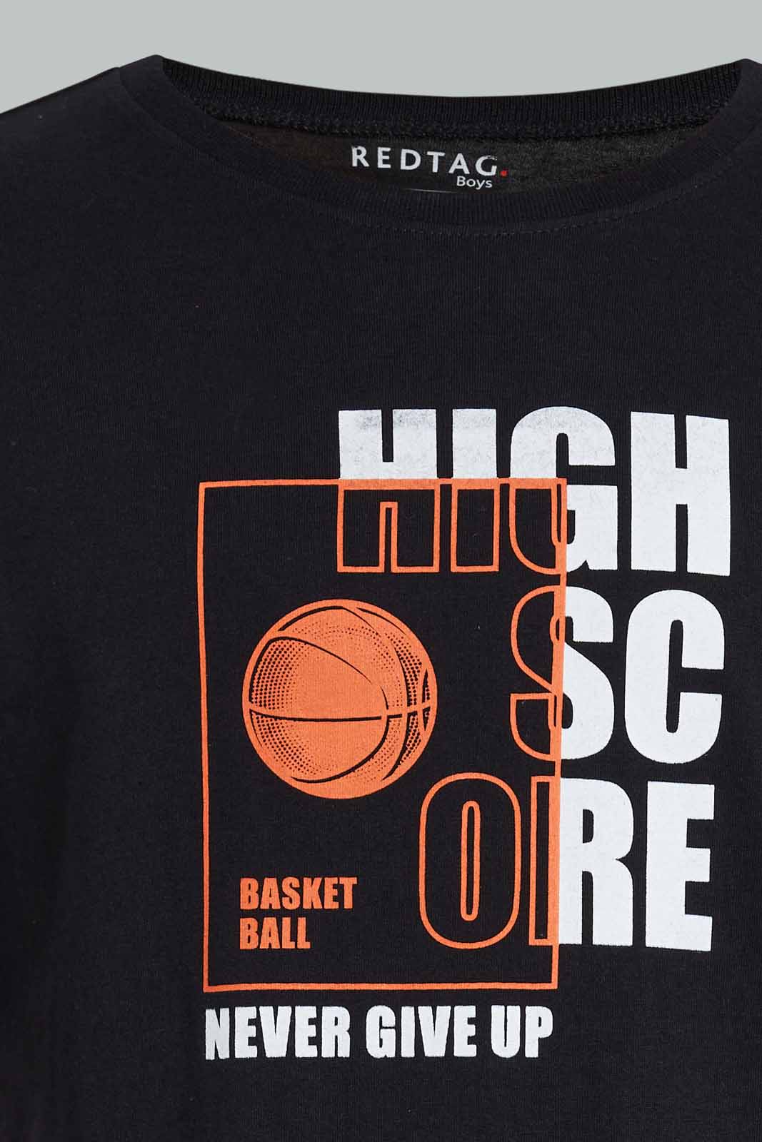 Redtag-Black-Basketball-Nightsuit-BSR-Pyjama-Sets,-Category:Pyjama-Sets,-Colour:Black,-Deals:New-In,-Filter:Senior-Boys-(8-to-14-Yrs),-New-In-BSR-APL,-Non-Sale,-Section:Boys-(0-to-14Yrs),-W22O-Senior-Boys-