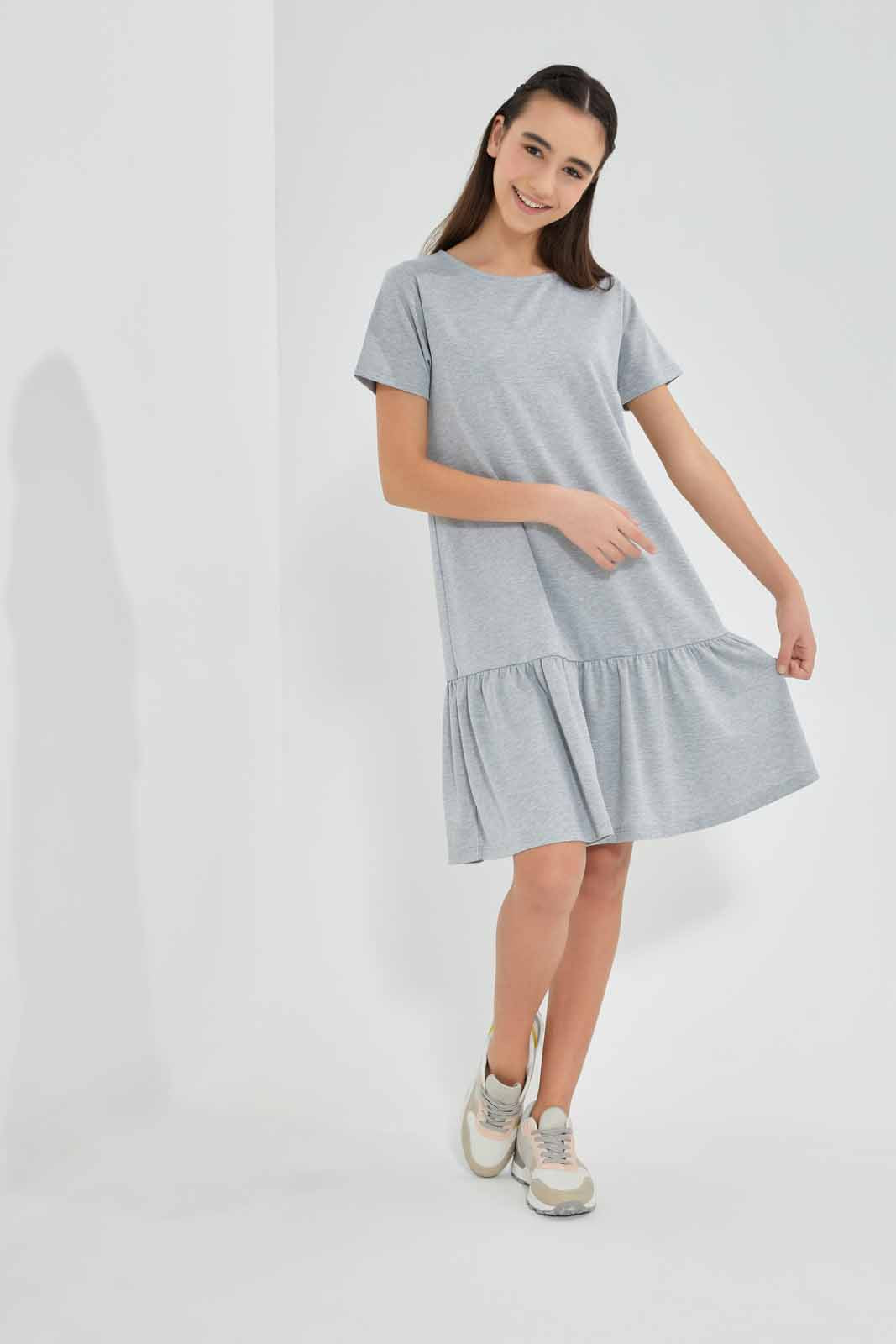 Redtag-Grey-Melange-Layered-Dress-Category:Dresses,-Colour:Grey,-Deals:New-In,-Filter:Senior-Girls-(9-to-14-Yrs),-GSR-Dresses,-New-In-GSR-APL,-Non-Sale,-Section:Girls-(0-to-14Yrs),-VLM,-W22O-Senior-Girls-9 to 14 Years