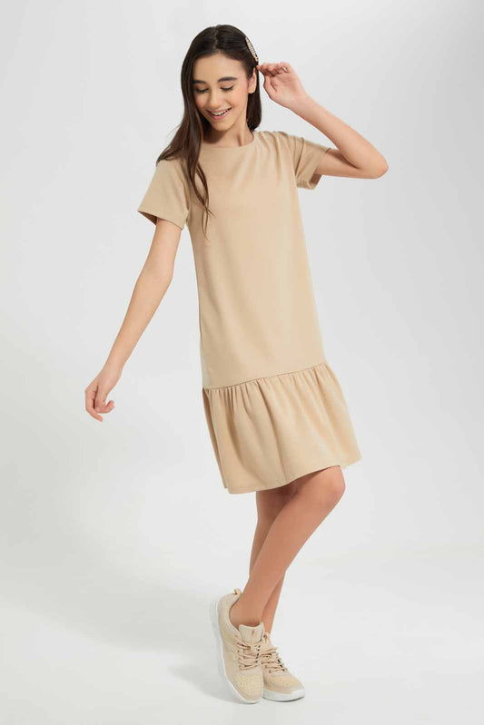 Redtag-Beige-Layered-Dress-Category:Dresses,-Colour:Beige,-Deals:New-In,-Filter:Senior-Girls-(9-to-14-Yrs),-GSR-Dresses,-New-In-GSR-APL,-Non-Sale,-Section:Girls-(0-to-14Yrs),-VLM,-W22O-Senior-Girls-9 to 14 Years