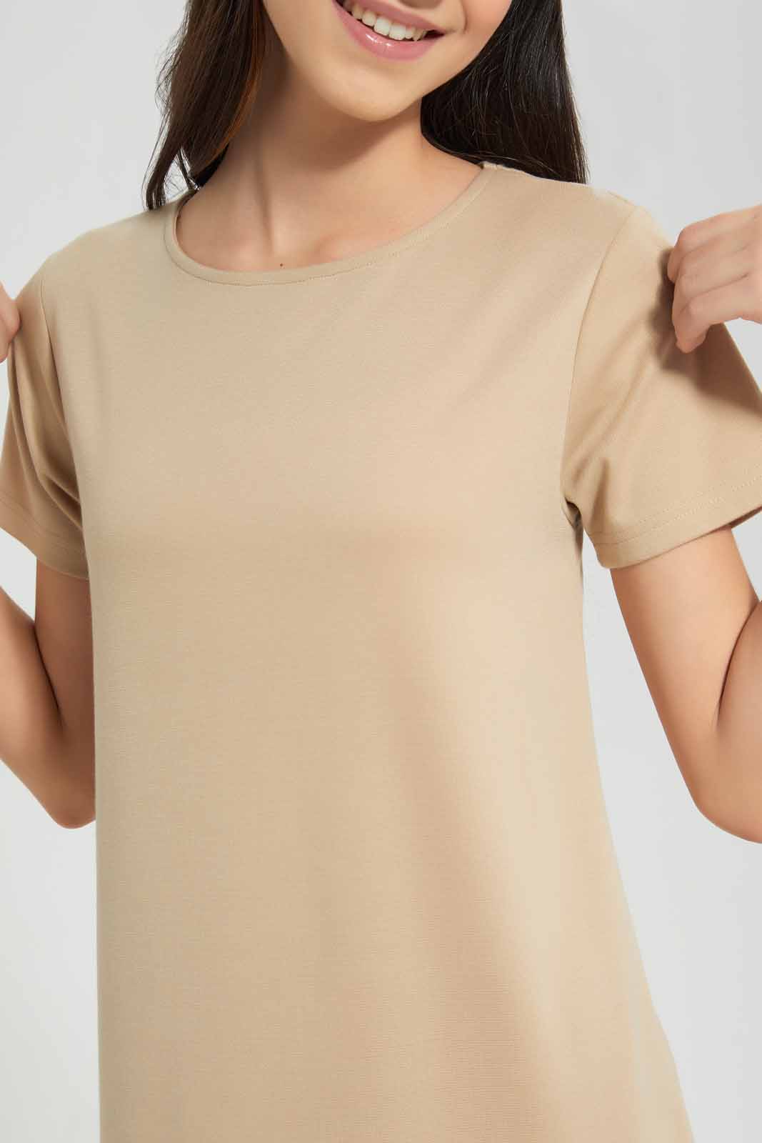 Redtag-Beige-Layered-Dress-Category:Dresses,-Colour:Beige,-Deals:New-In,-Filter:Senior-Girls-(9-to-14-Yrs),-GSR-Dresses,-New-In-GSR-APL,-Non-Sale,-Section:Girls-(0-to-14Yrs),-VLM,-W22O-Senior-Girls-9 to 14 Years