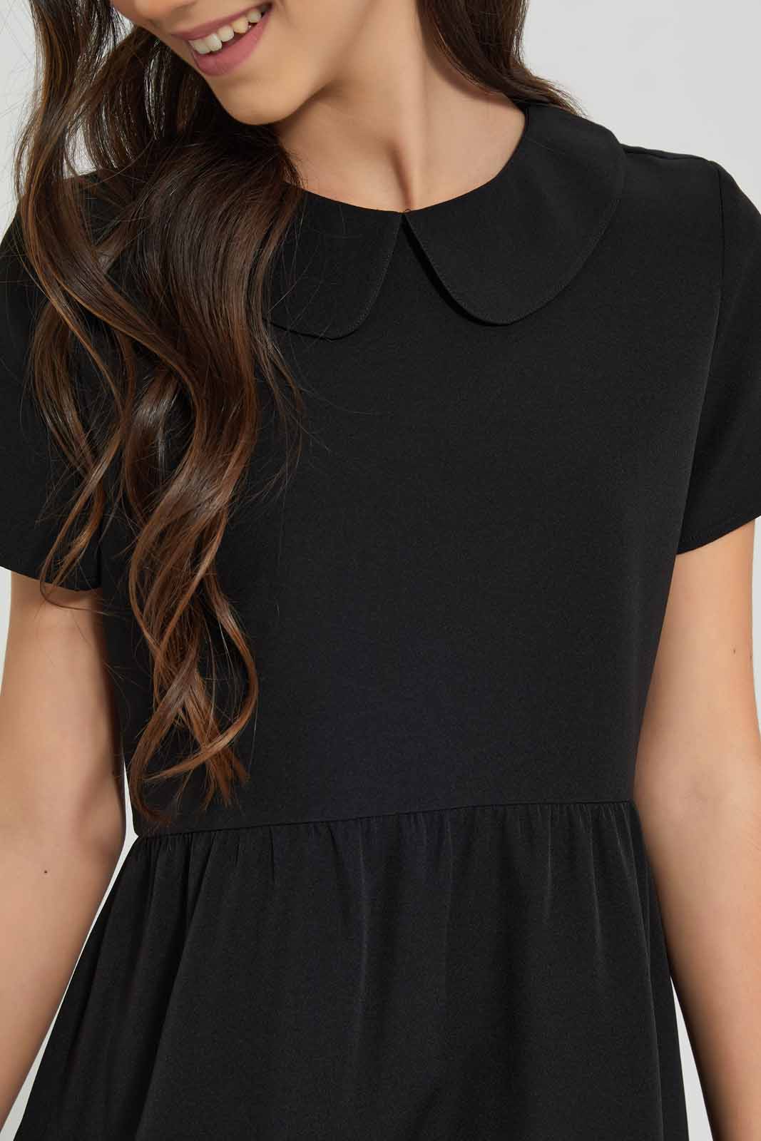 Redtag-Black-Peter-pan-Collar-Dress-Category:Dresses,-Colour:Black,-Deals:New-In,-Filter:Senior-Girls-(9-to-14-Yrs),-GSR-Dresses,-New-In-GSR-APL,-Non-Sale,-Section:Girls-(0-to-14Yrs),-VLM,-W22O-Senior-Girls-9 to 14 Years