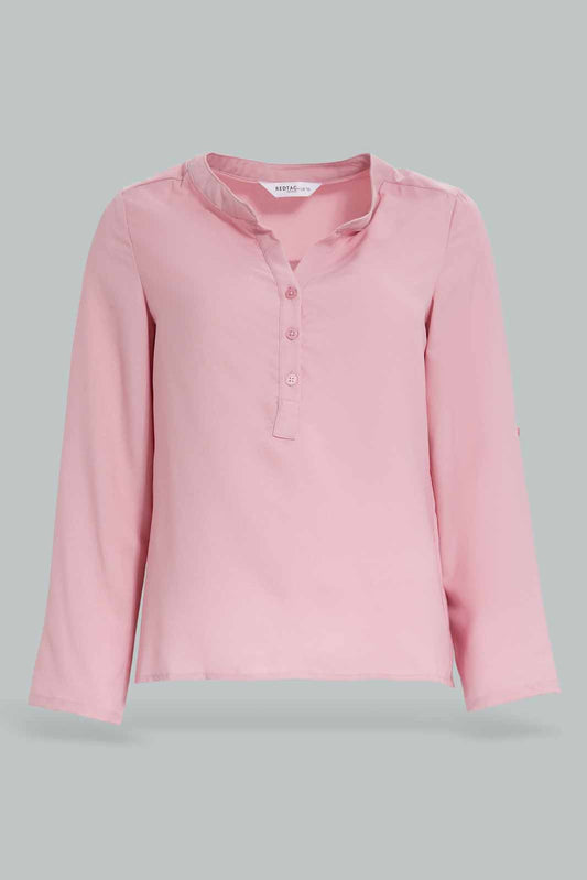 Redtag-Pale-Blue-Front-Half-Placket-Blouse-Category:Blouses,-Colour:Blue,-Deals:New-In,-Filter:Women's-Clothing,-KSH,-New-In-Women-APL,-Non-Sale,-Section:Women,-W22O,-Women-Blouses-Women's-