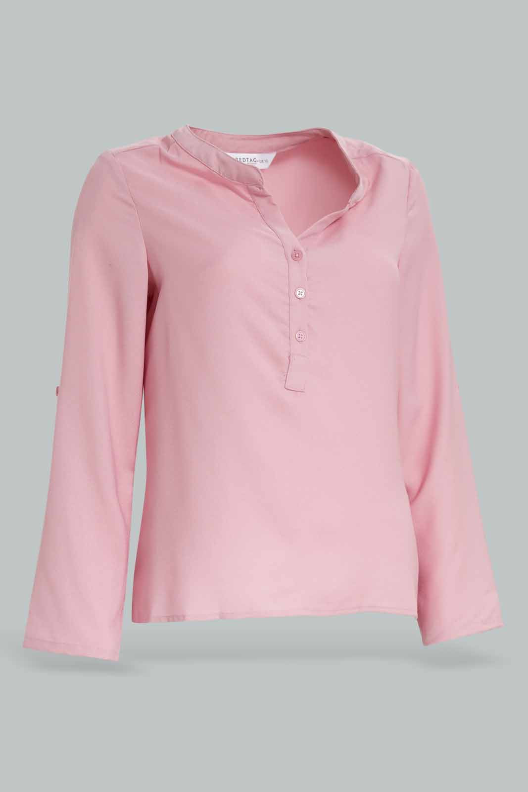 Redtag-Pale-Blue-Front-Half-Placket-Blouse-Category:Blouses,-Colour:Blue,-Deals:New-In,-Filter:Women's-Clothing,-KSH,-New-In-Women-APL,-Non-Sale,-Section:Women,-W22O,-Women-Blouses-Women's-