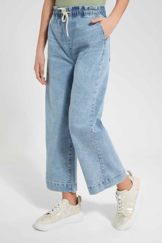 Redtag-Light-Wash-Denim-Culottes-Category:Jeggings,-Colour:Light-Wash,-Deals:New-In,-Filter:Senior-Girls-(9-to-14-Yrs),-FIT-WALL-(FTW),-GSR-Jeggings,-New-In-GSR-APL,-Non-Sale,-Section:Girls-(0-to-14Yrs),-W22O-Senior-Girls-9 to 14 Years