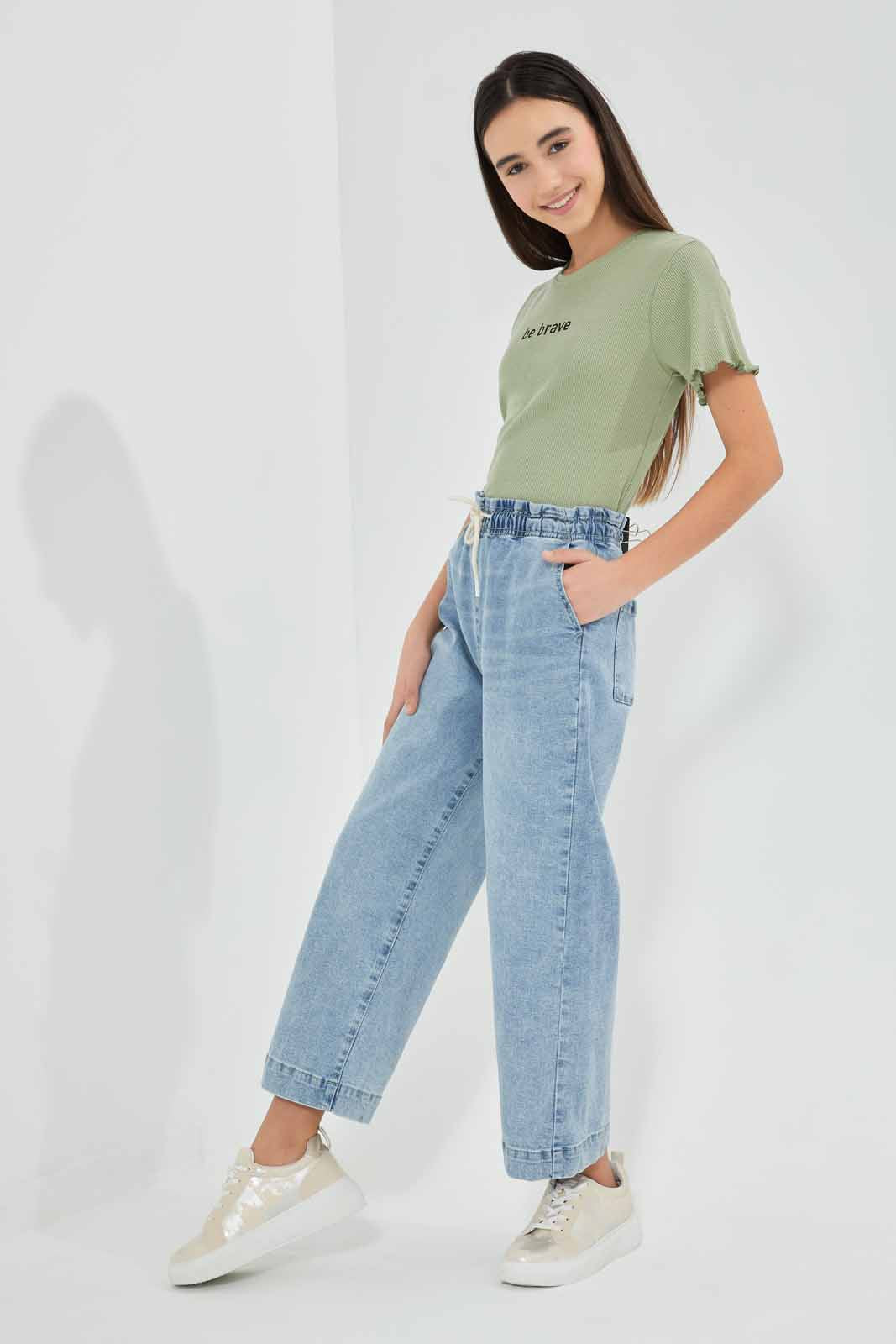 Redtag-Light-Wash-Denim-Culottes-Category:Jeggings,-Colour:Light-Wash,-Deals:New-In,-Filter:Senior-Girls-(9-to-14-Yrs),-FIT-WALL-(FTW),-GSR-Jeggings,-New-In-GSR-APL,-Non-Sale,-Section:Girls-(0-to-14Yrs),-W22O-Senior-Girls-9 to 14 Years