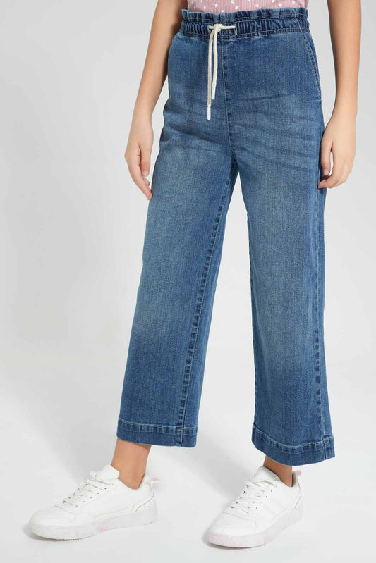 Redtag-DK-Wash-Denim-Culottes-Category:Jeggings,-Colour:Light-Wash,-Deals:New-In,-Filter:Senior-Girls-(9-to-14-Yrs),-FIT-WALL-(FTW),-GSR-Jeggings,-New-In-GSR-APL,-Non-Sale,-Section:Girls-(0-to-14Yrs),-W22O-Senior-Girls-9 to 14 Years