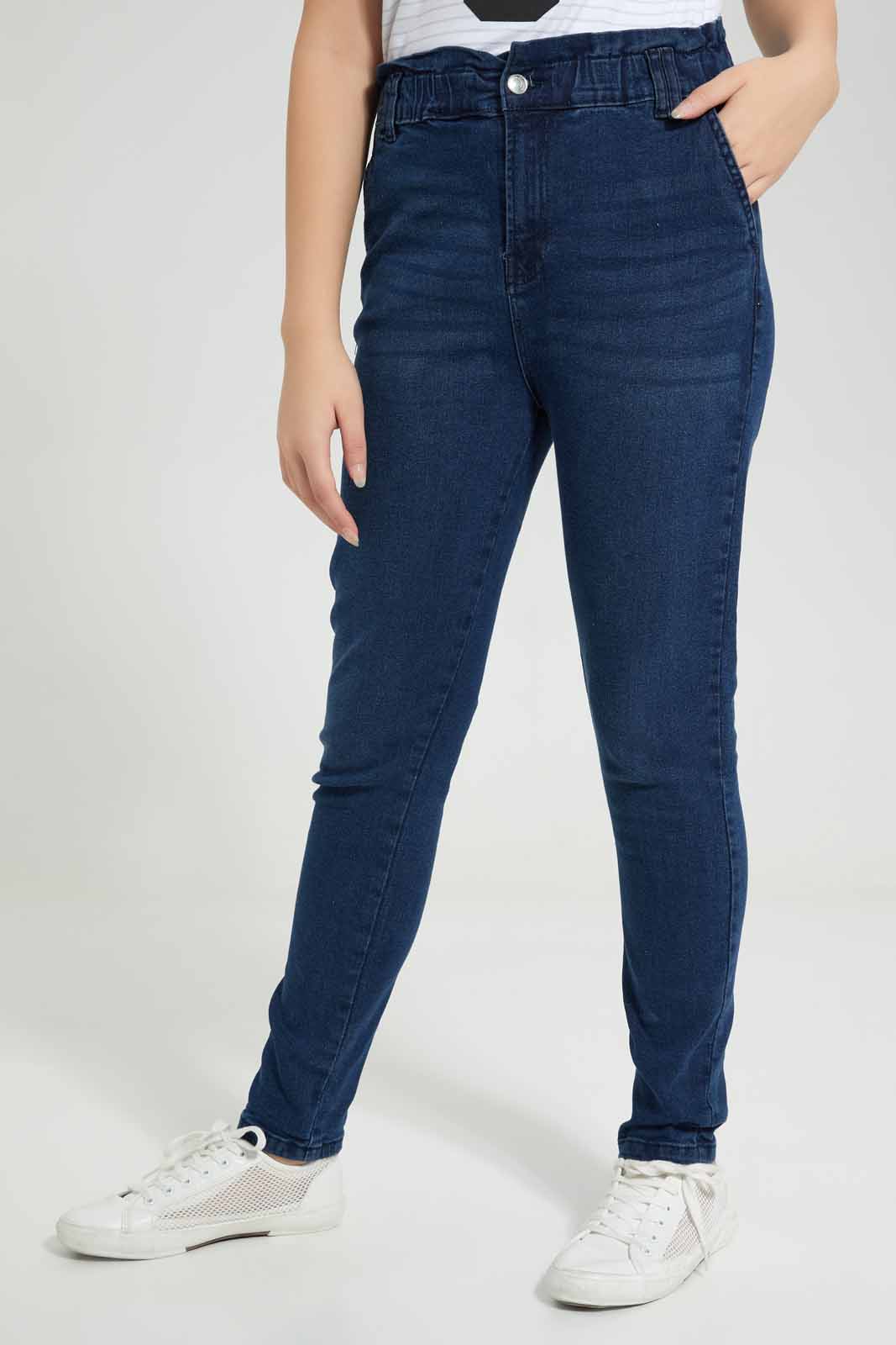 Redtag-DK-Was-Baggy-Denim-Category:Jeggings,-Colour:Dark-Wash,-Deals:New-In,-Filter:Senior-Girls-(8-to-14-Yrs),-FIT-WALL-(FTW),-GSR-Jeggings,-New-In-GSR-APL,-Non-Sale,-Section:Girls-(0-to-14Yrs),-W22O-Senior-Girls-9 to 14 Years