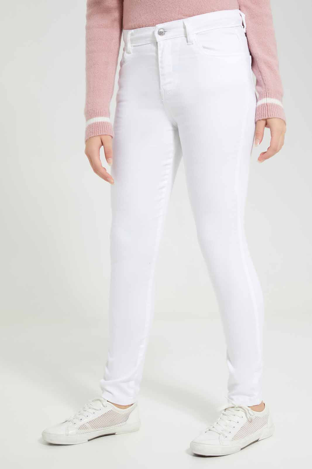 Redtag-White-Skinny-Category:Jeans,-Colour:White,-Deals:New-In,-Filter:Senior-Girls-(8-to-14-Yrs),-FIT-WALL-(FTW),-GSR-Jeans,-New-In-GSR-APL,-Non-Sale,-Section:Girls-(0-to-14Yrs),-W22O-Senior-Girls-9 to 14 Years