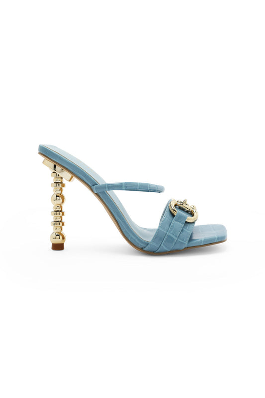Redtag-Blue-Buckle-Mule-With-Gold-Heel-Category:Sandals,-Colour:Blue,-Deals:New-In,-Dept:Ladieswear,-Filter:Women's-Footwear,-Foo-Women-heel,-LEC-Sandals,-New-In-Women-FOO,-Non-Sale,-Section:Women,-W22B-Women's-