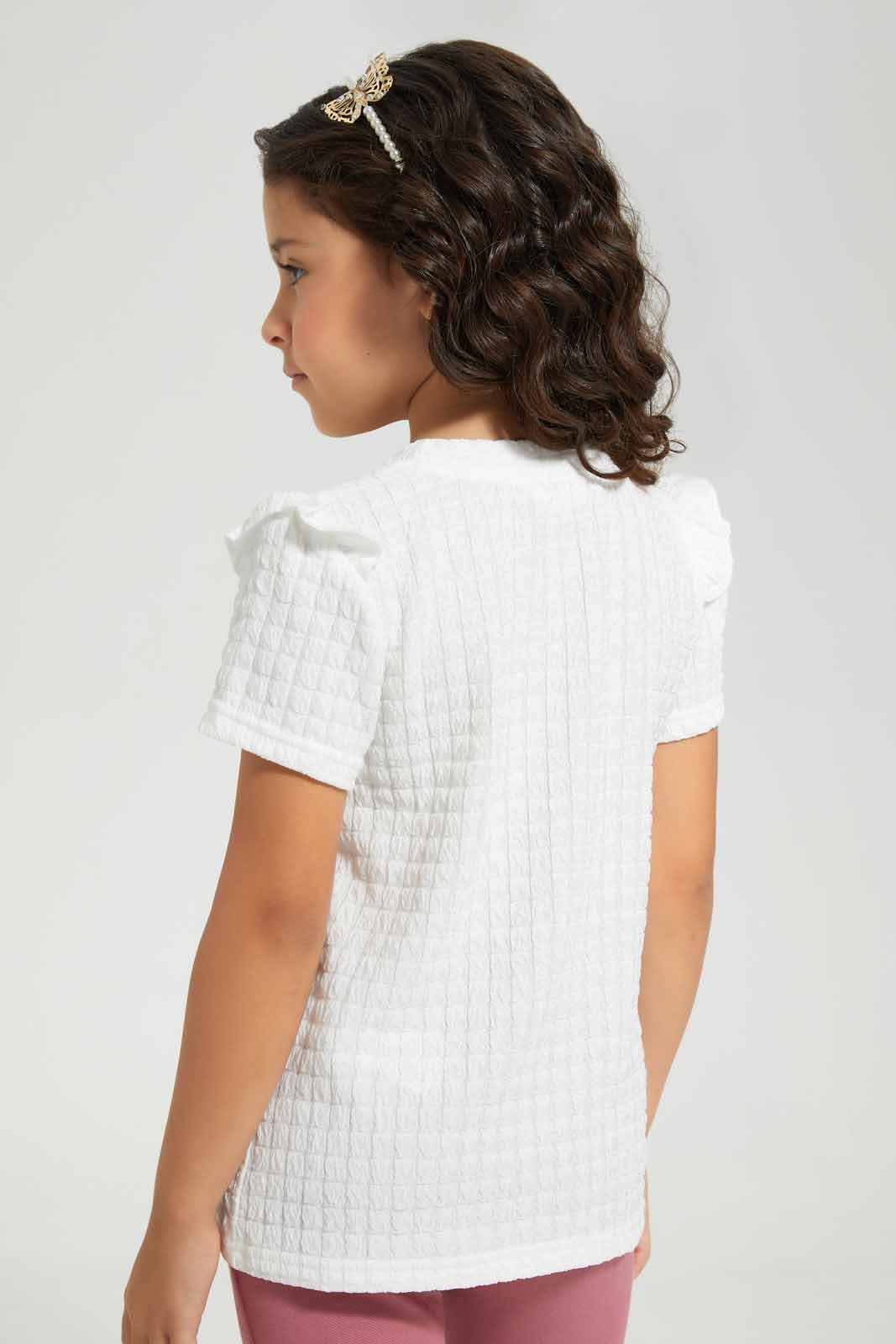 Redtag-White-Knitted-Blouse-Category:Blouses,-Colour:White,-Deals:New-In,-Filter:Girls-(2-to-8-Yrs),-GIR-Blouses,-New-In-GIR-APL,-Non-Sale,-Section:Girls-(0-to-14Yrs),-W22O-Girls-2 to 8 Years