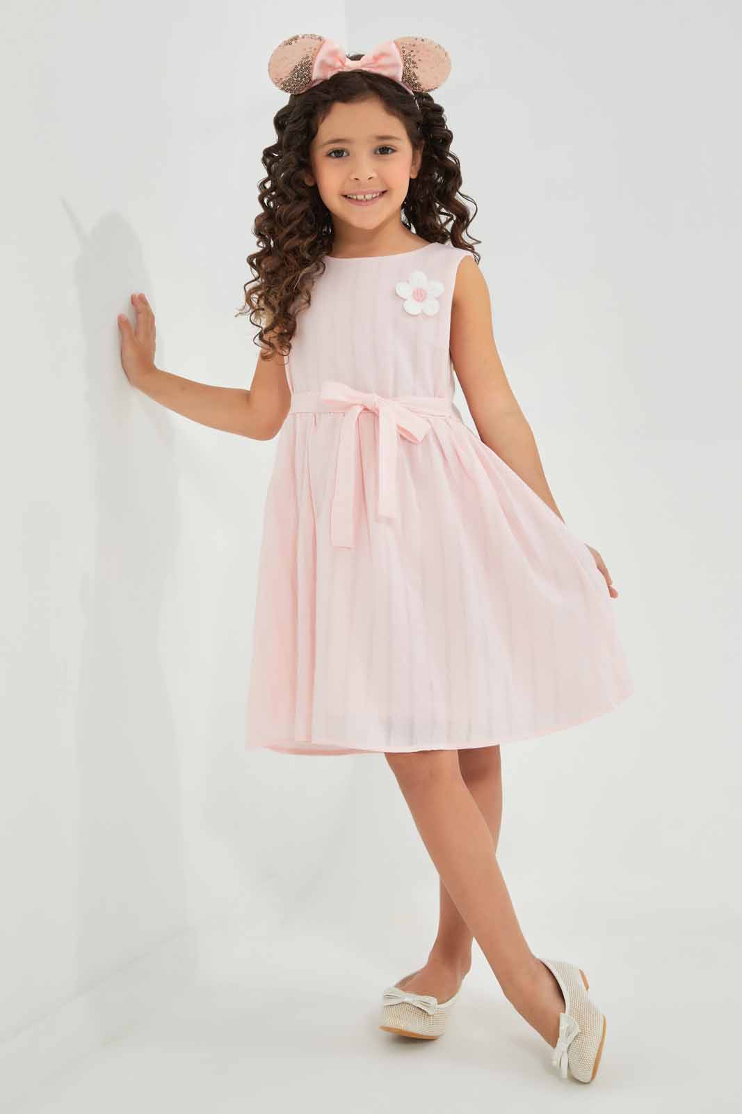 Redtag-Pink-Dress-Category:Dresses,-Colour:Apricot,-Deals:New-In,-Filter:Girls-(2-to-8-Yrs),-GIR-Dresses,-New-In-GIR-APL,-Non-Sale,-Section:Girls-(0-to-14Yrs),-W22O-Girls-2 to 8 Years