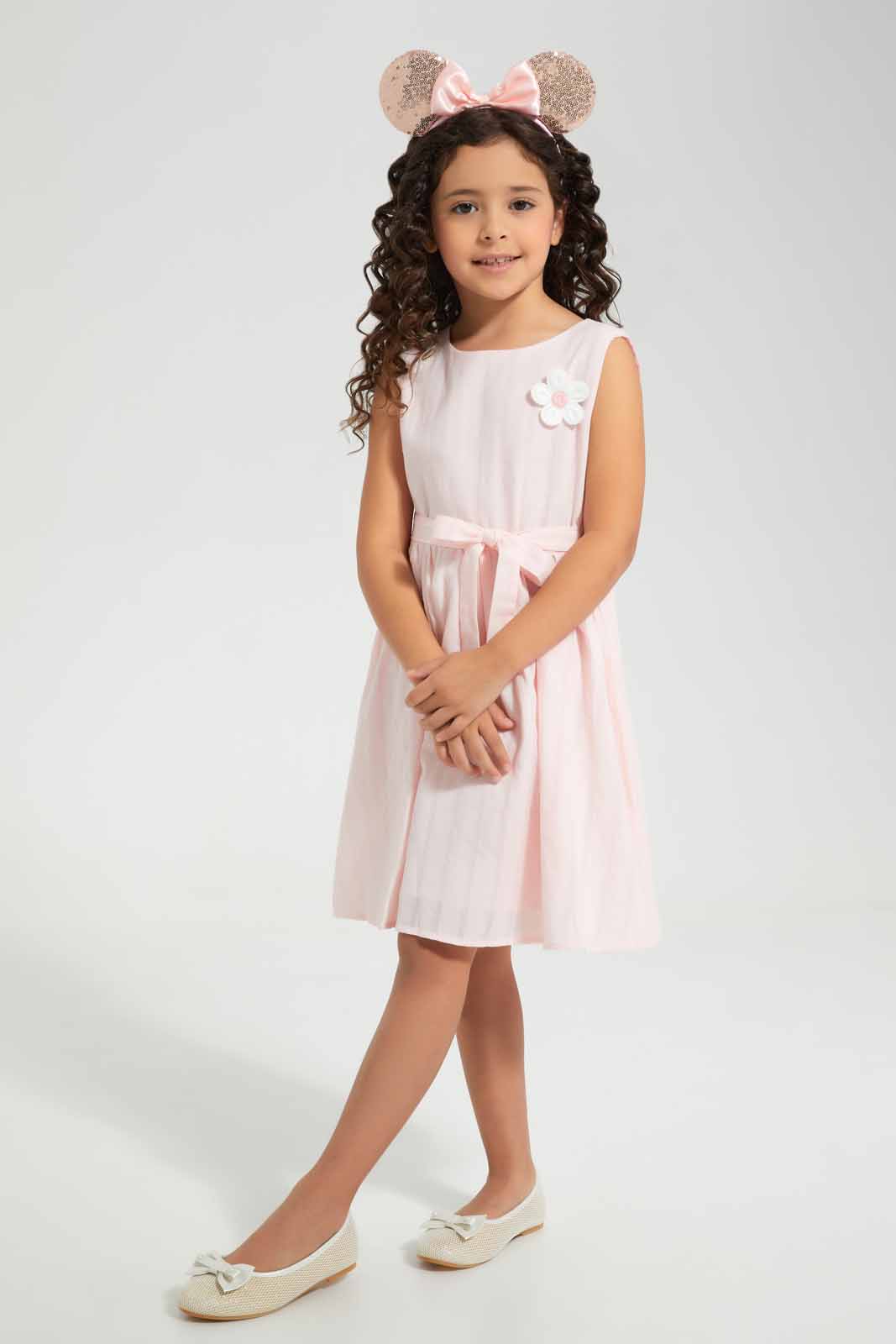 Redtag-Pink-Dress-Category:Dresses,-Colour:Apricot,-Deals:New-In,-Filter:Girls-(2-to-8-Yrs),-GIR-Dresses,-New-In-GIR-APL,-Non-Sale,-Section:Girls-(0-to-14Yrs),-W22O-Girls-2 to 8 Years