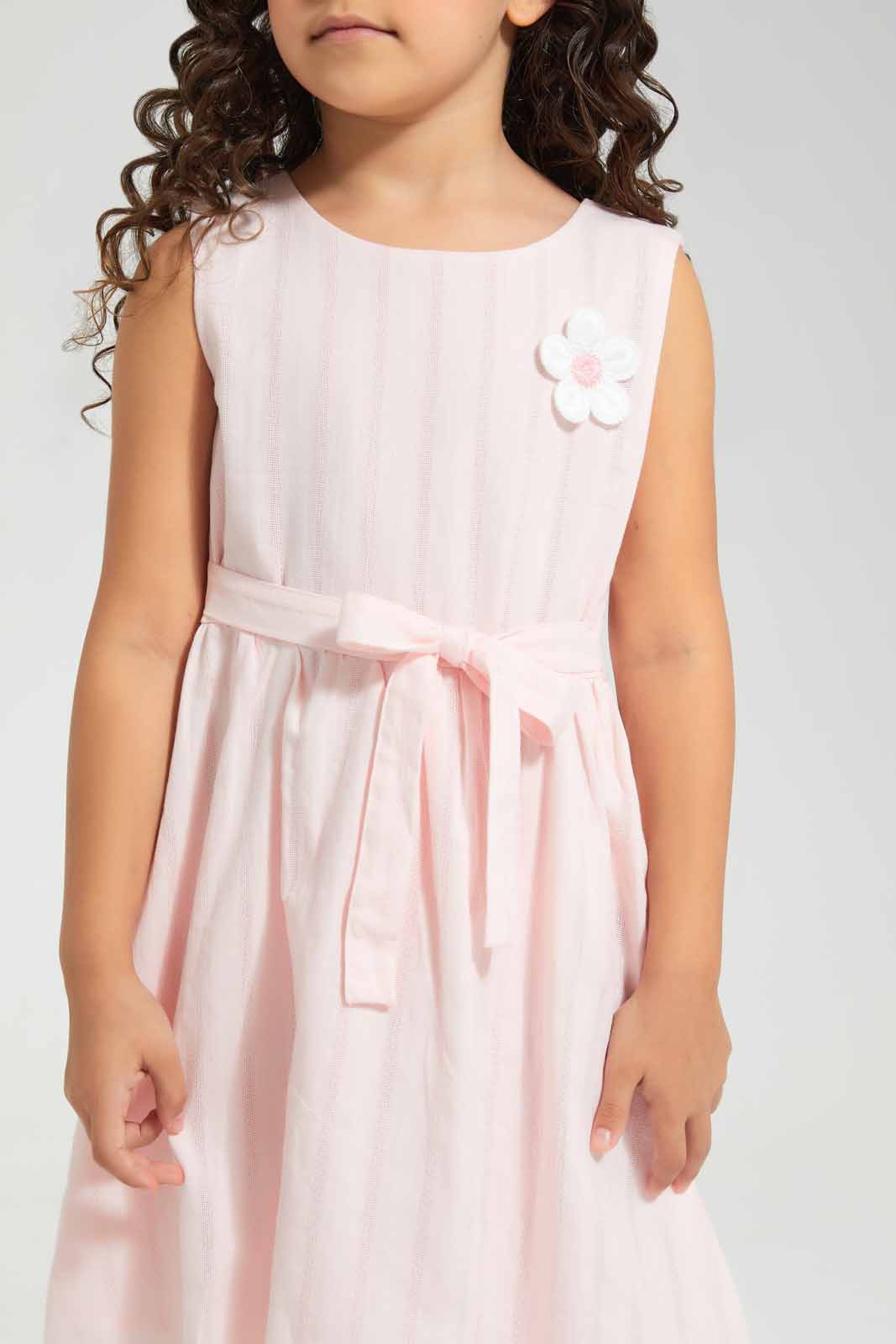Redtag-Pink-Dress-Category:Dresses,-Colour:Apricot,-Deals:New-In,-Filter:Girls-(2-to-8-Yrs),-GIR-Dresses,-New-In-GIR-APL,-Non-Sale,-Section:Girls-(0-to-14Yrs),-W22O-Girls-2 to 8 Years