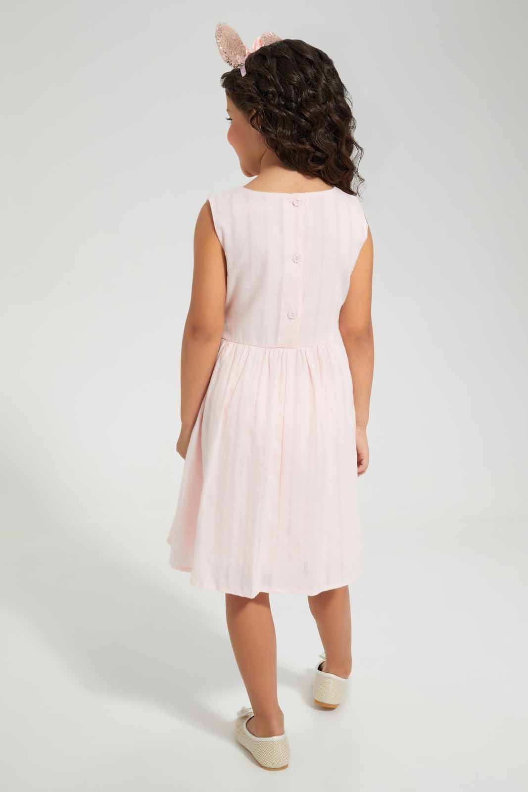 Redtag-Pink-Dress-Category:Dresses,-Colour:Apricot,-Deals:New-In,-Filter:Girls-(2-to-8-Yrs),-GIR-Dresses,-New-In-GIR-APL,-Non-Sale,-Section:Girls-(0-to-14Yrs),-W22O-Girls-2 to 8 Years