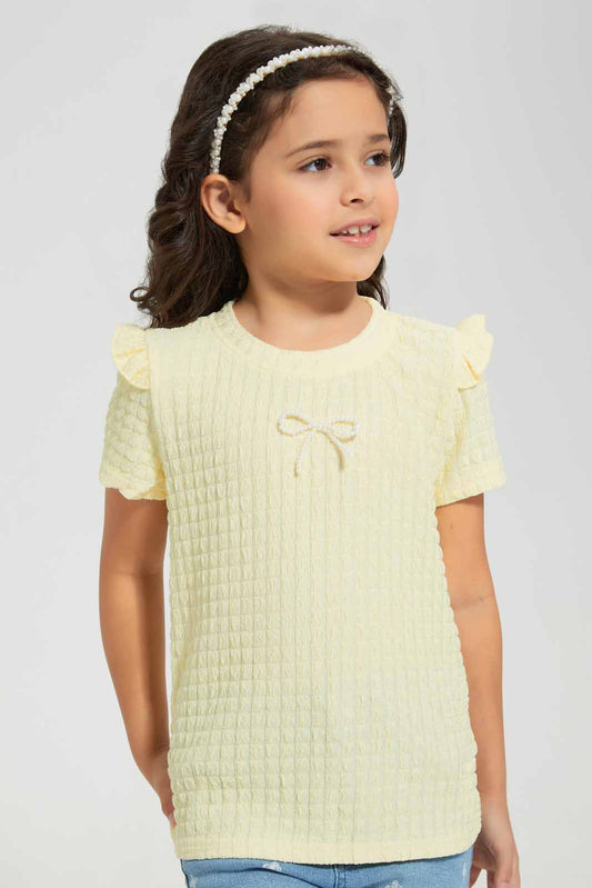 Redtag-Yellow-Knitted-Blouse-Category:Blouses,-Colour:Yellow,-Deals:New-In,-Filter:Girls-(2-to-8-Yrs),-GIR-Blouses,-New-In-GIR-APL,-Non-Sale,-Section:Girls-(0-to-14Yrs),-W22O-Girls-2 to 8 Years