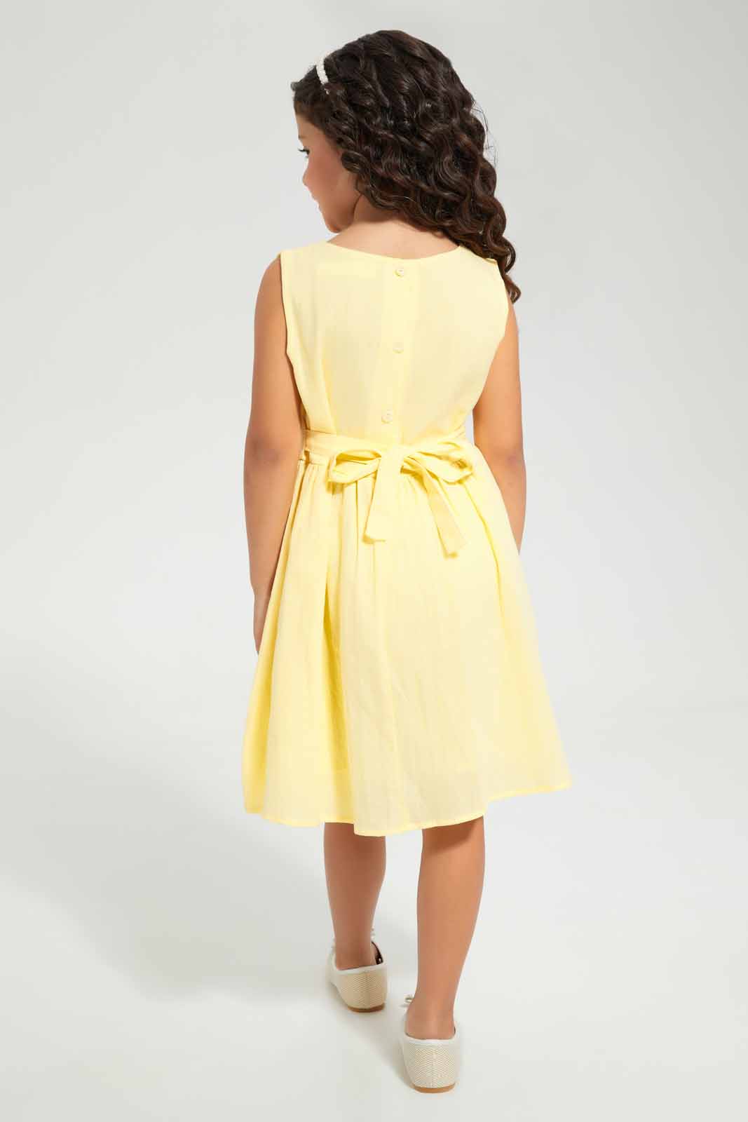 Redtag-Yellow-Dress-Category:Dresses,-Colour:Yellow,-Deals:New-In,-Filter:Girls-(2-to-8-Yrs),-GIR-Dresses,-New-In-GIR-APL,-Non-Sale,-Section:Girls-(0-to-14Yrs),-W22O-Girls-2 to 8 Years