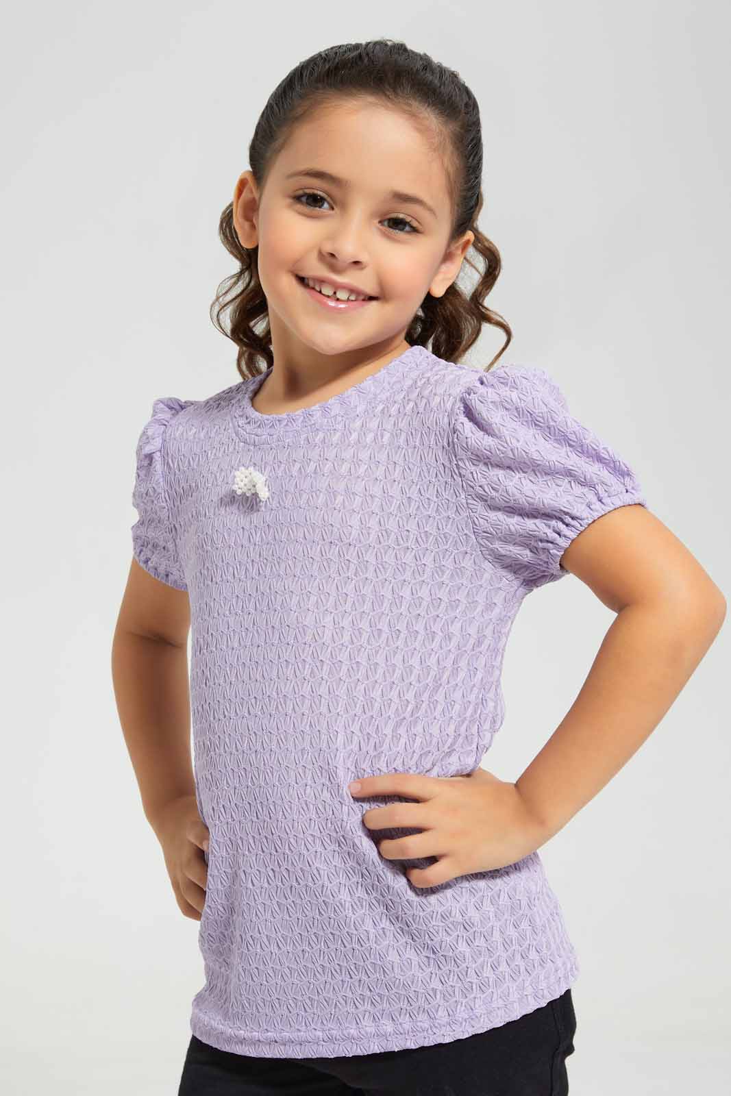Redtag-Purple-Knitted-Blouse-Category:Blouses,-Colour:Purple,-Deals:New-In,-Filter:Girls-(2-to-8-Yrs),-GIR-Blouses,-New-In-GIR-APL,-Non-Sale,-Section:Girls-(0-to-14Yrs),-W22O-Girls-2 to 8 Years