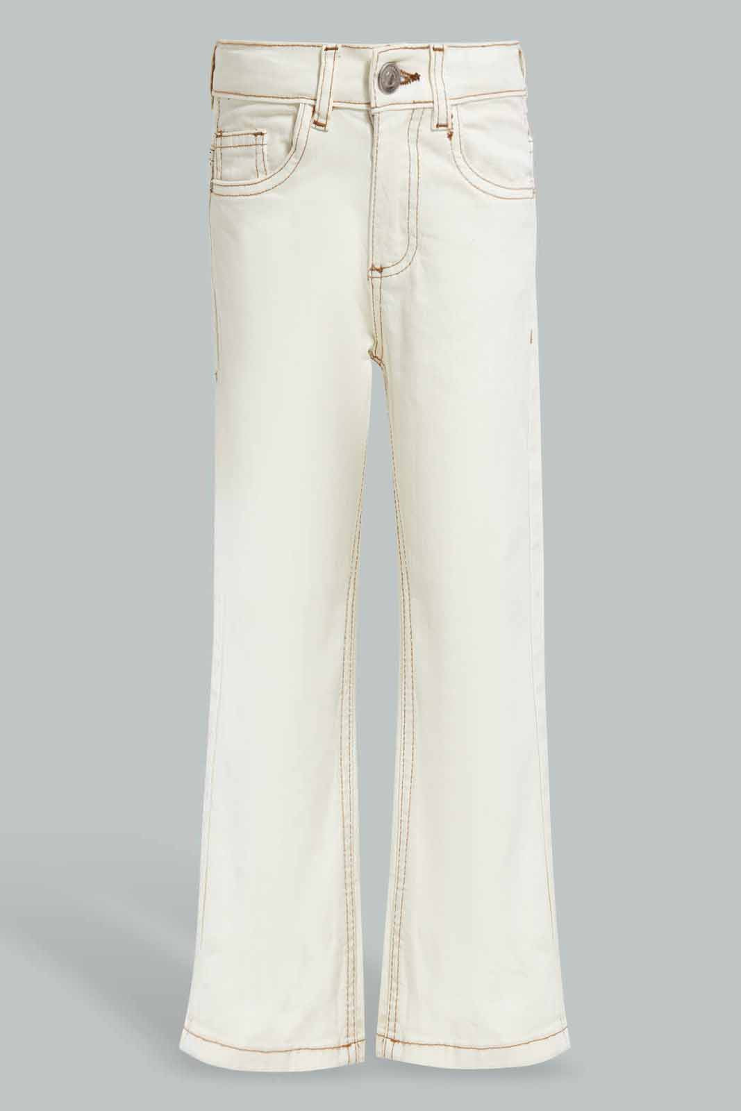 Redtag-Cream-Bootcut-Jeans-Category:Jeans,-Colour:Cream,-Deals:New-In,-Filter:Girls-(2-to-8-Yrs),-FIT-WALL-(FTW),-GIR-Jeans,-New-In-GIR-APL,-Non-Sale,-Section:Girls-(0-to-14Yrs),-W22O-Girls-2 to 8 Years