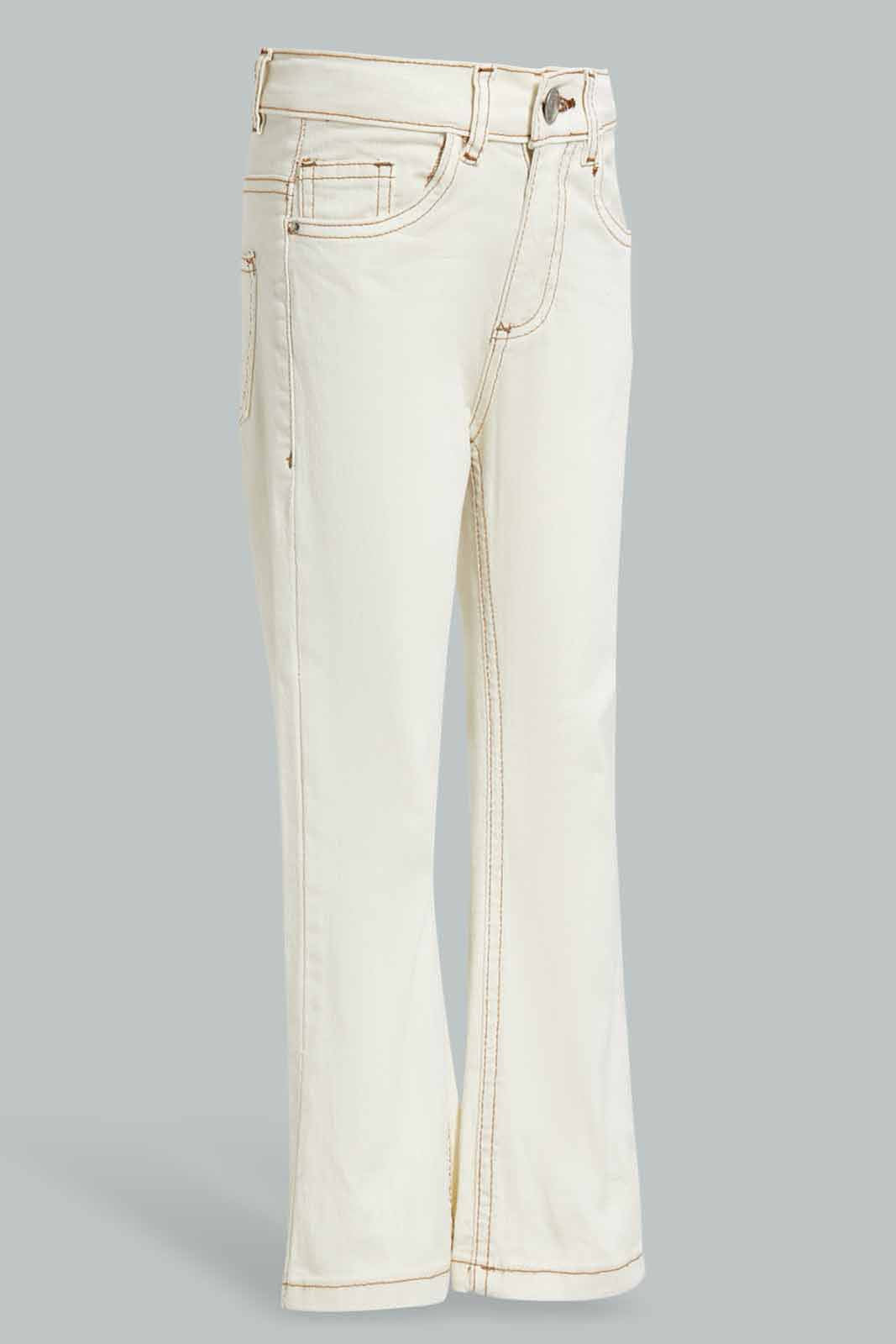 Redtag-Cream-Bootcut-Jeans-Category:Jeans,-Colour:Cream,-Deals:New-In,-Filter:Girls-(2-to-8-Yrs),-FIT-WALL-(FTW),-GIR-Jeans,-New-In-GIR-APL,-Non-Sale,-Section:Girls-(0-to-14Yrs),-W22O-Girls-2 to 8 Years
