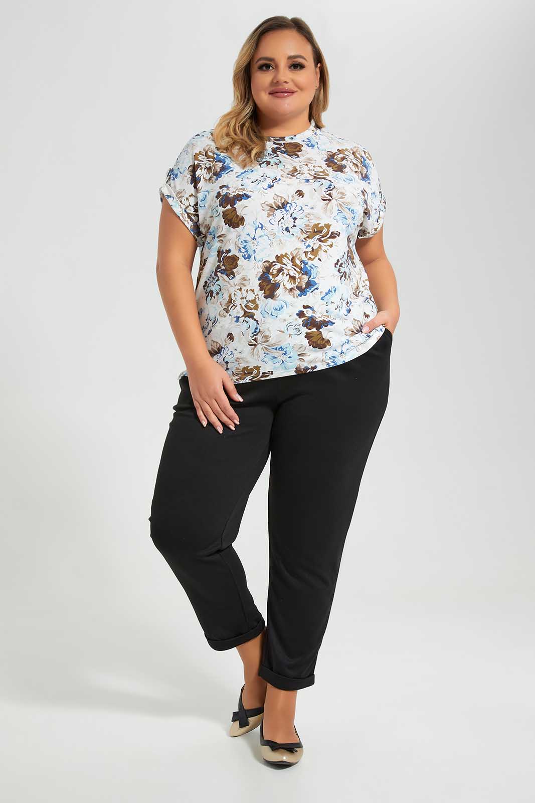 Redtag-Assorted-Jersey-Top-With-Tab-&-Button-On-Sleeve-Category:Tops,-Colour:Assorted,-Deals:New-In,-Filter:Plus-Size,-LDP-Tops,-New-In-LDP-APL,-Non-Sale,-Section:Women,-W22O-Women's-