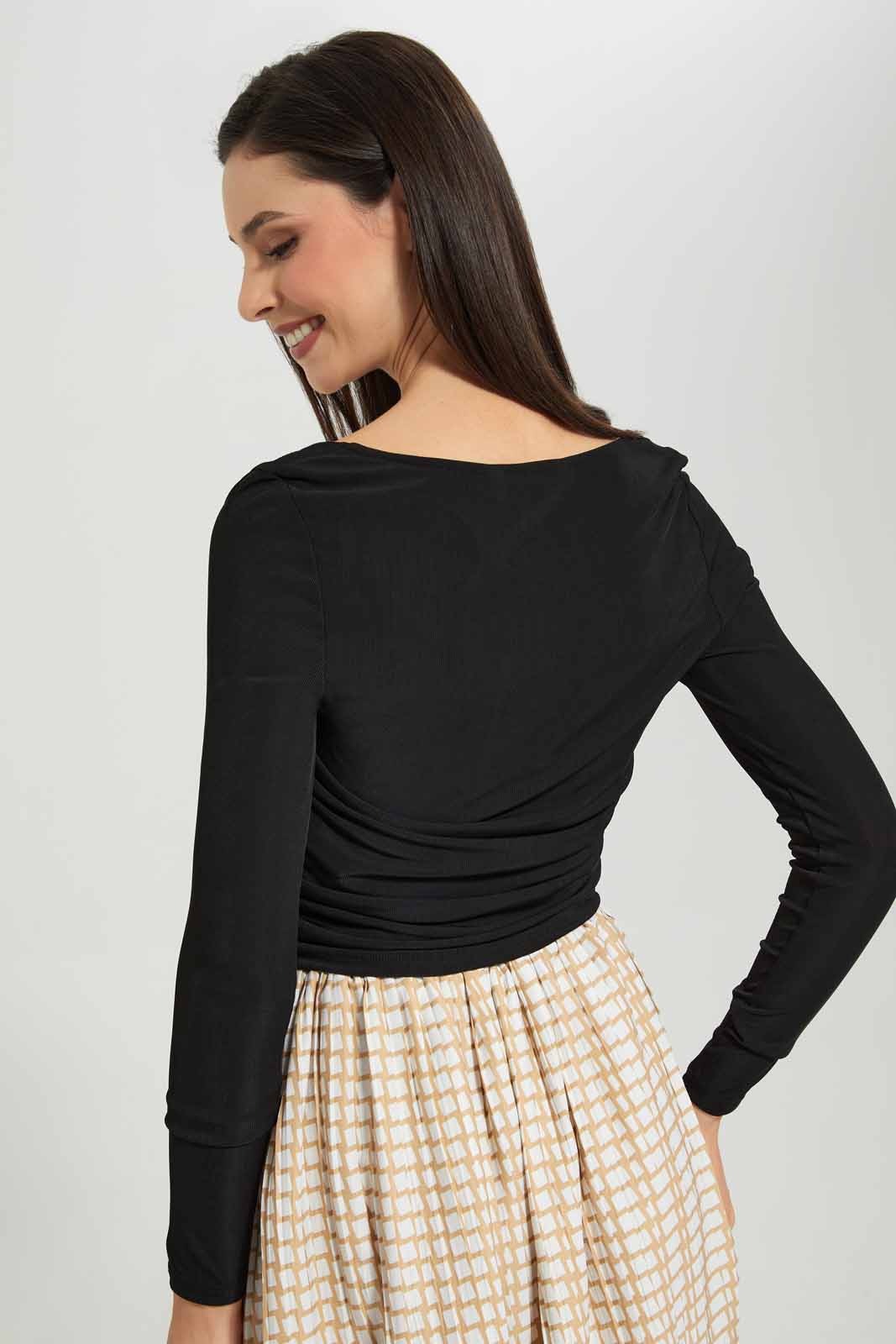 Redtag-Black-Side-Ruched-Knit-Top-Category:Tops,-Colour:Black,-Deals:New-In,-Filter:Women's-Clothing,-New-In-Women-APL,-Non-Sale,-Section:Women,-W22O,-Women-Tops-Women's-