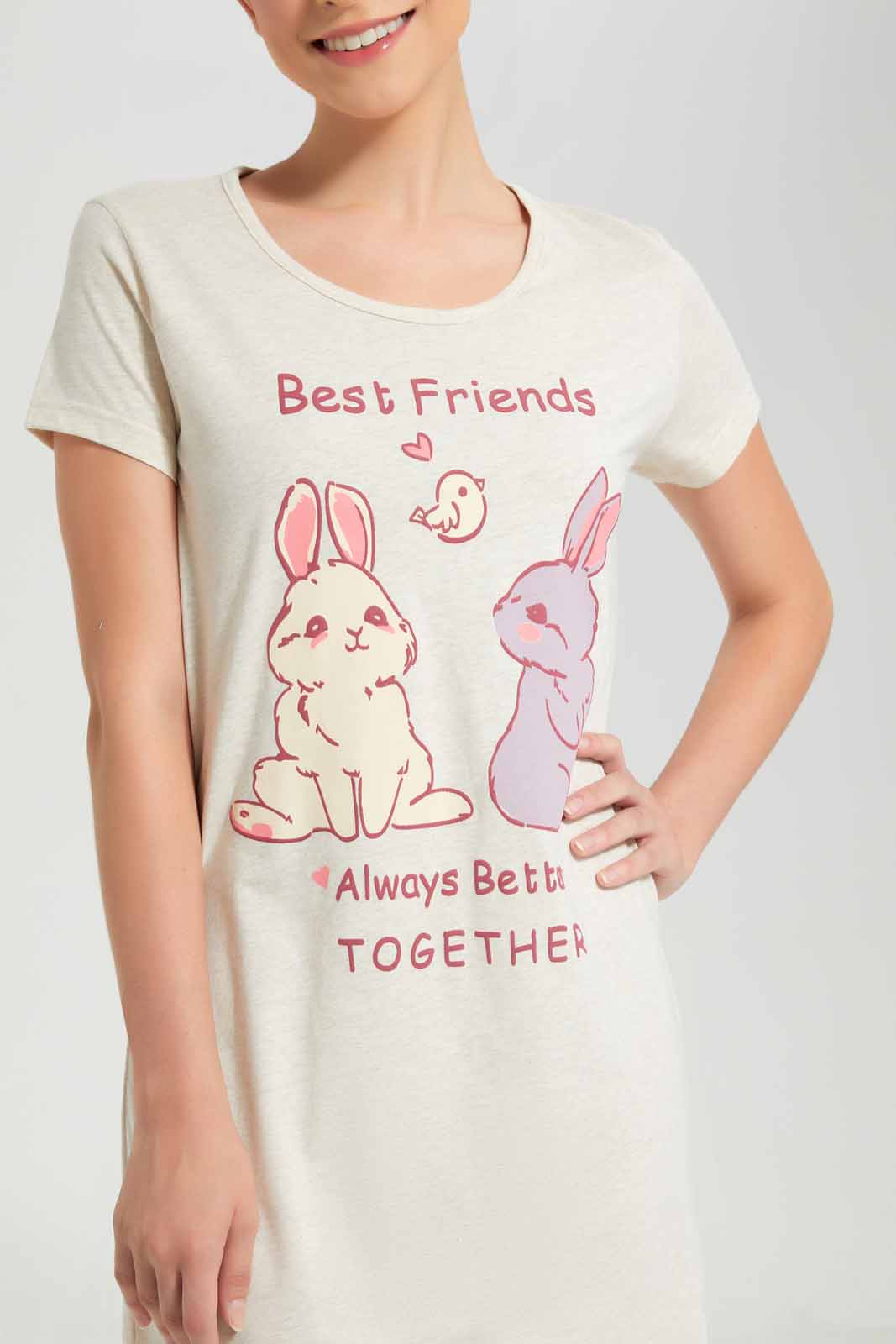 Redtag-Single-Pack-Chest-Print-Beige-Nightshirt-Category:Nightshirts,-Colour:Beige,-Deals:New-In,-Filter:Women's-Clothing,-New-In-Women-APL,-Non-Sale,-Section:Women,-W22O,-Women-Nightshirts--