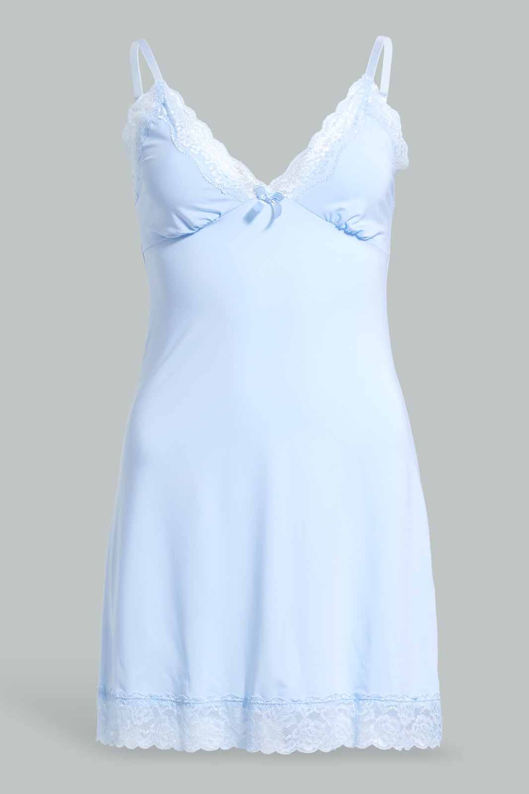 Redtag-Solid-Blue-Chemise-Category:Chemises,-Colour:Blue,-Deals:New-In,-Filter:Women's-Clothing,-New-In-Women-APL,-Non-Sale,-Section:Women,-W22A,-Women-Chemises--